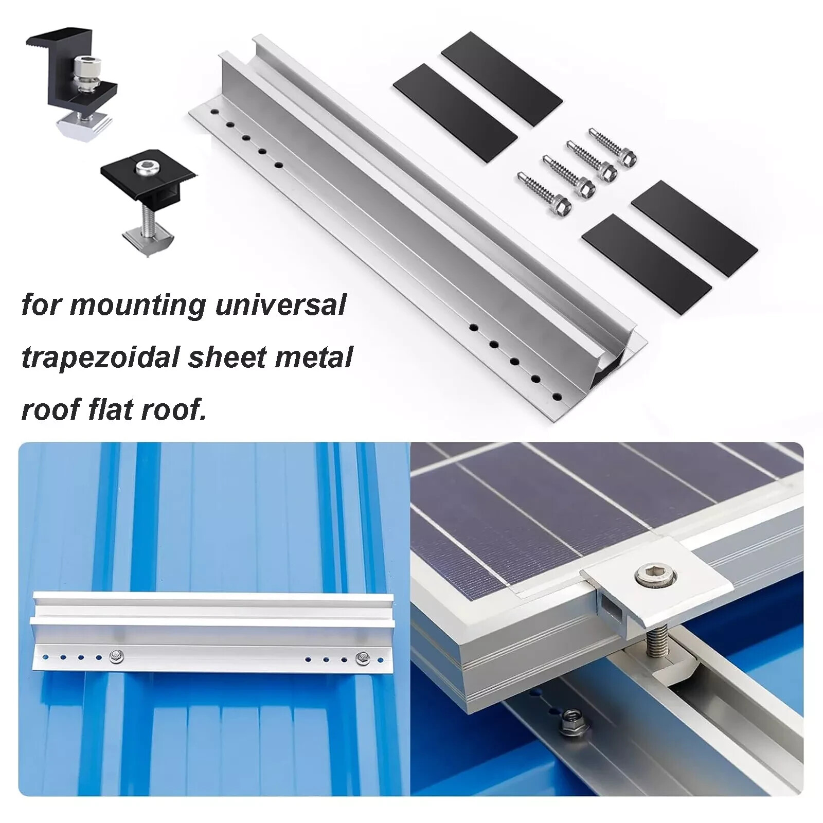 Solar Panel Rail-less Mounting Kit Corrugated Metal Roof with Clamps