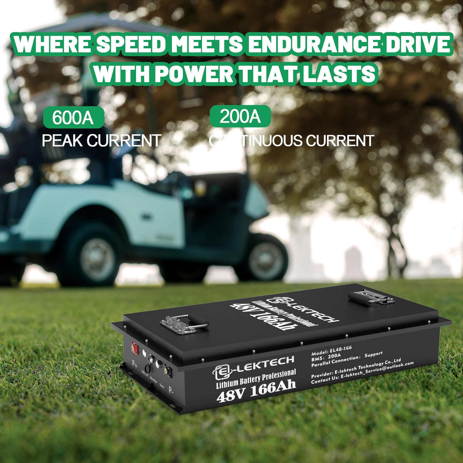 48V 166Ah LiFePO4 Golf Cart Battery 200A BMS, Solar Off-Grid, 10-Yr Warranty