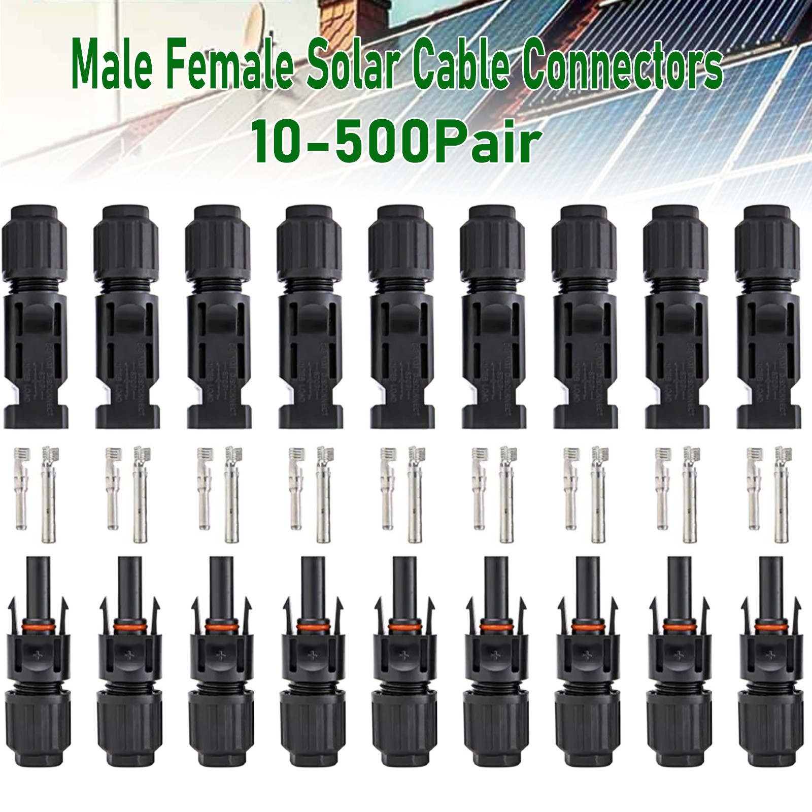 10-500 Pairs Male Female Solar Cable Connectors Socket Plug For DIY Solar Panel