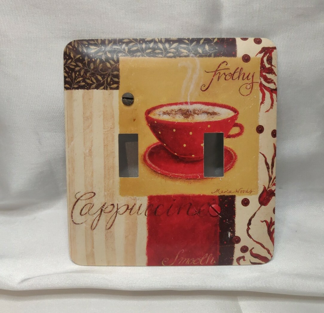 Metal Light Switch Cover Wall Plate Kitchen Mocha Coffee Frothy Cappuccino