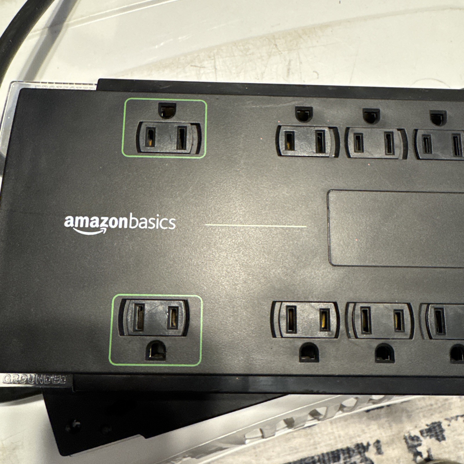 Amazon Basics Rectangle 12-Outlet Power Strip Surge Protector, 10-Foot cord