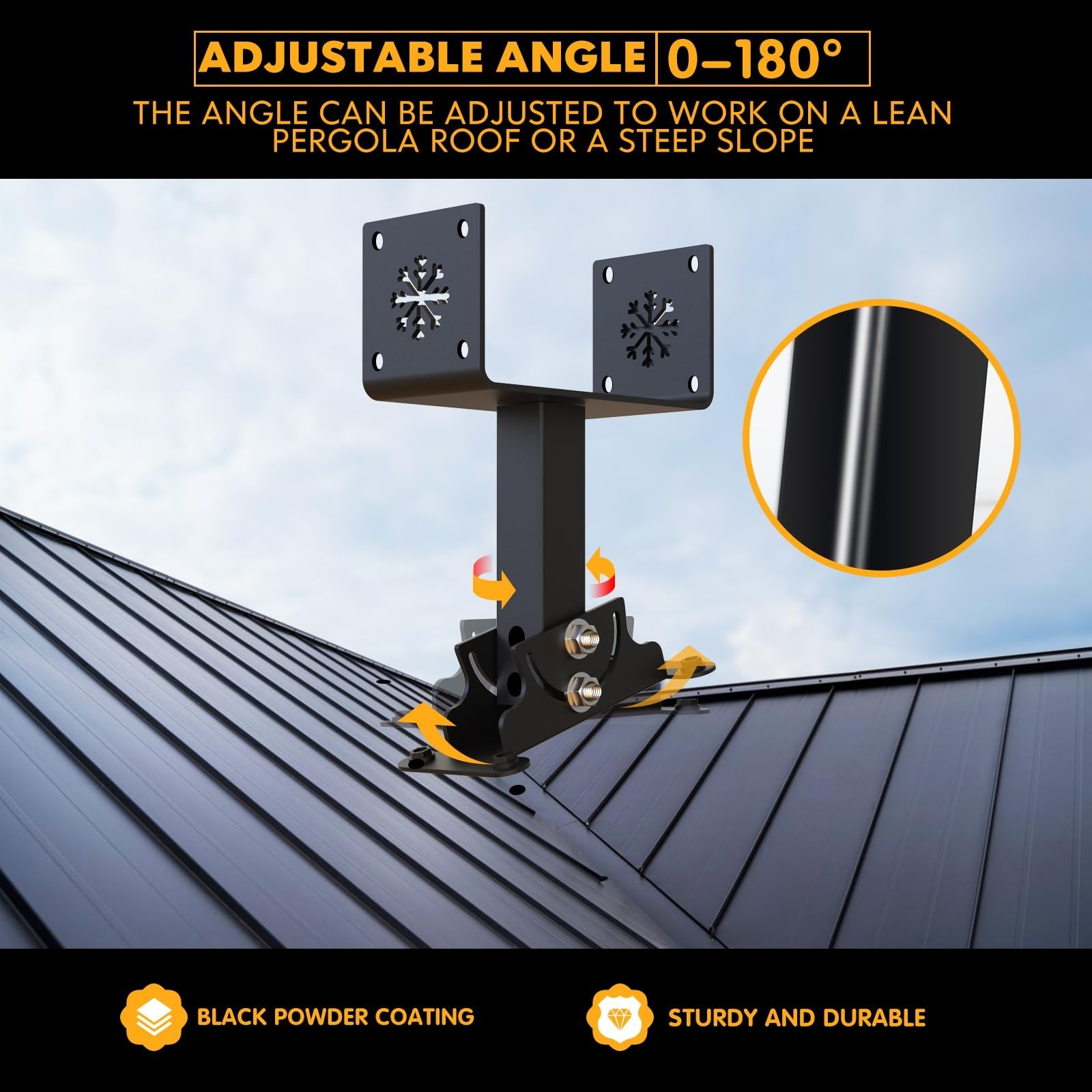 3Pack Heavy Duty Adjustable 5.55″ Pergola Roof Riser Beam Brackets Hardware K…