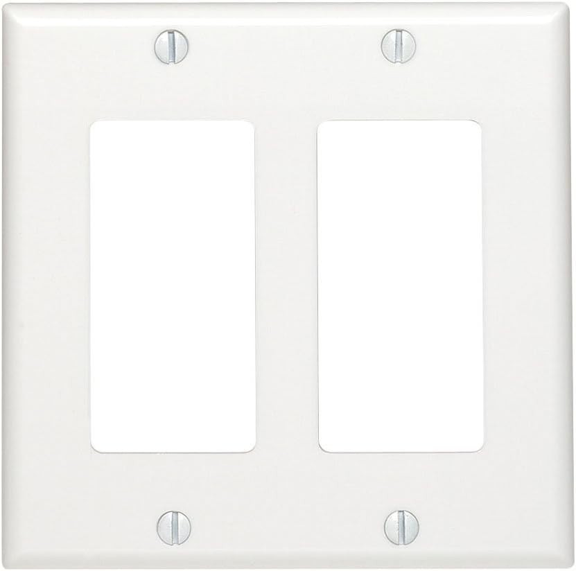 Contemporary 2-Gang Thermoset Device Wallplate – White Finish & Dust Resistant