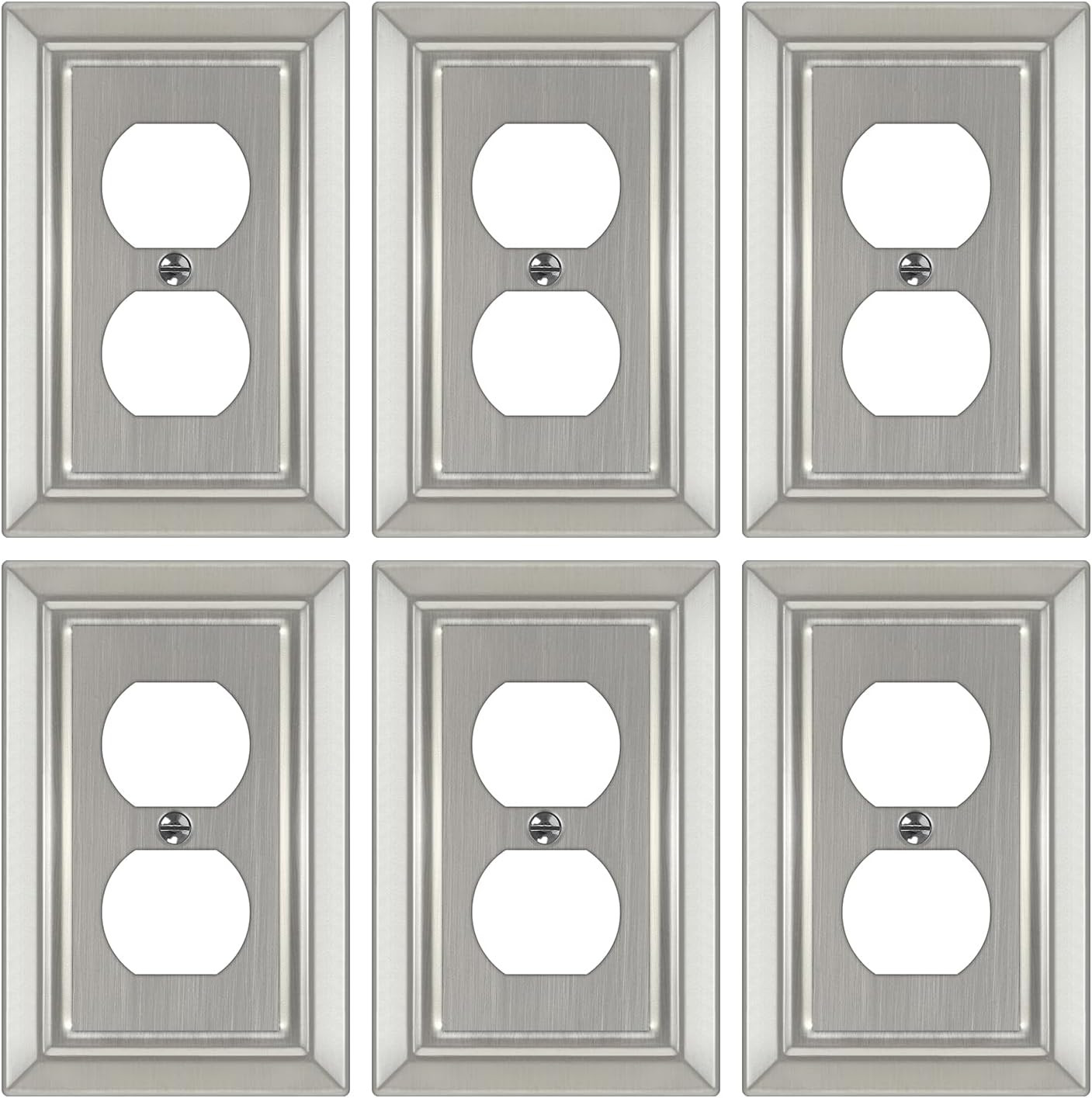Metal Wall Plate for Electrical Outlets, Decorative Brushed Nickel Switch Plates