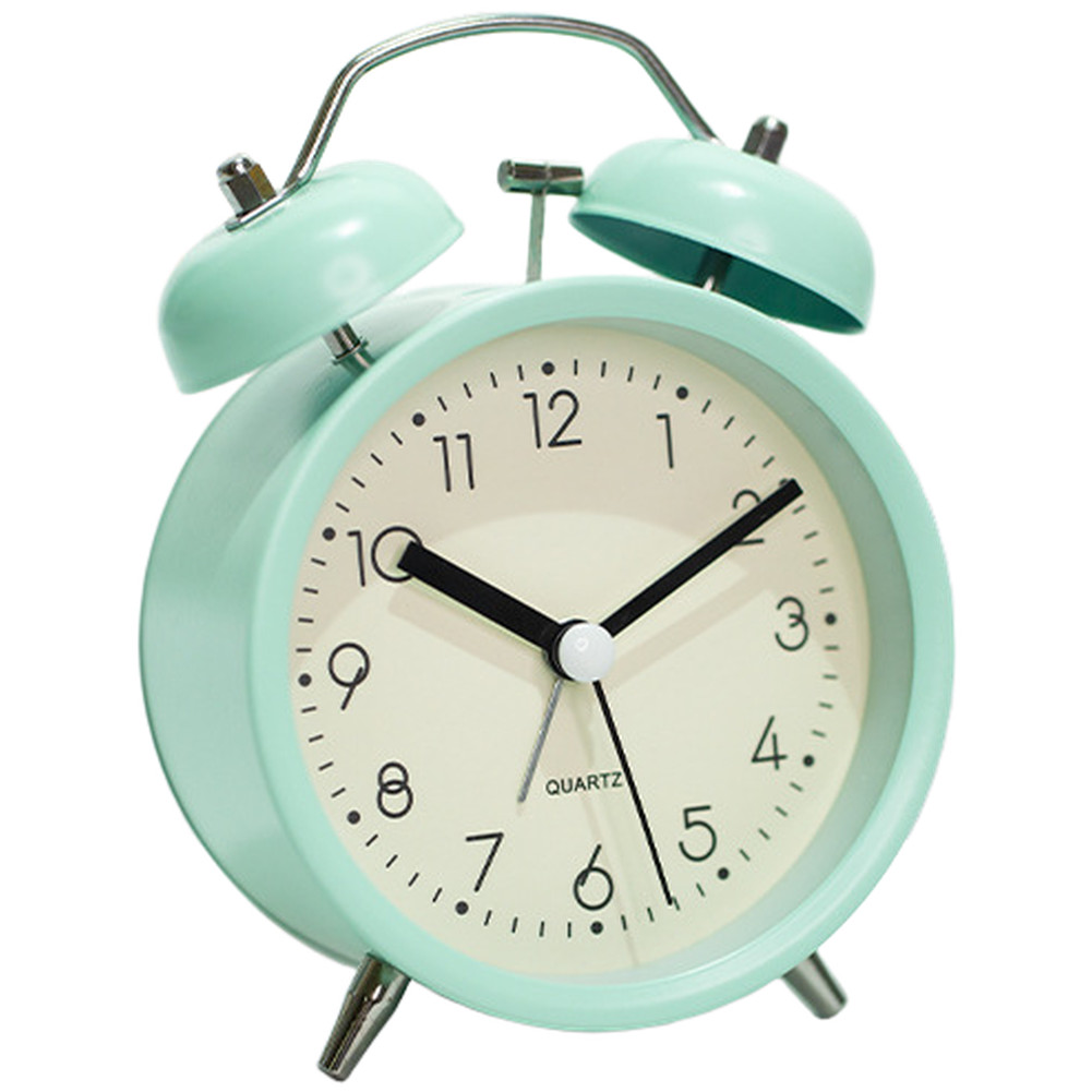 Student Alarm Clock Metal Casing Glow in Dark Silent Sweep Second Hand