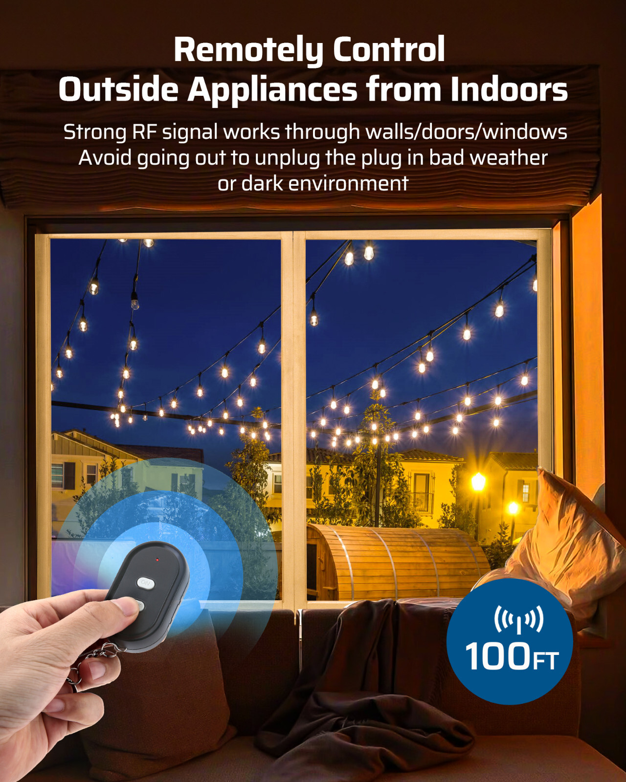 DEWENWILS Outdoor Wireless Remote Control Outlet Switch 100ft Range Weatherproof
