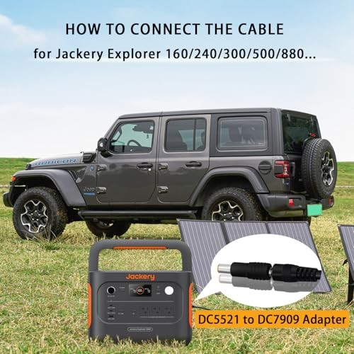 5FT 1.5M Solar Panel Adapter for Jackery, to DC 5.5×2.1mm 5FT-14+16AWG