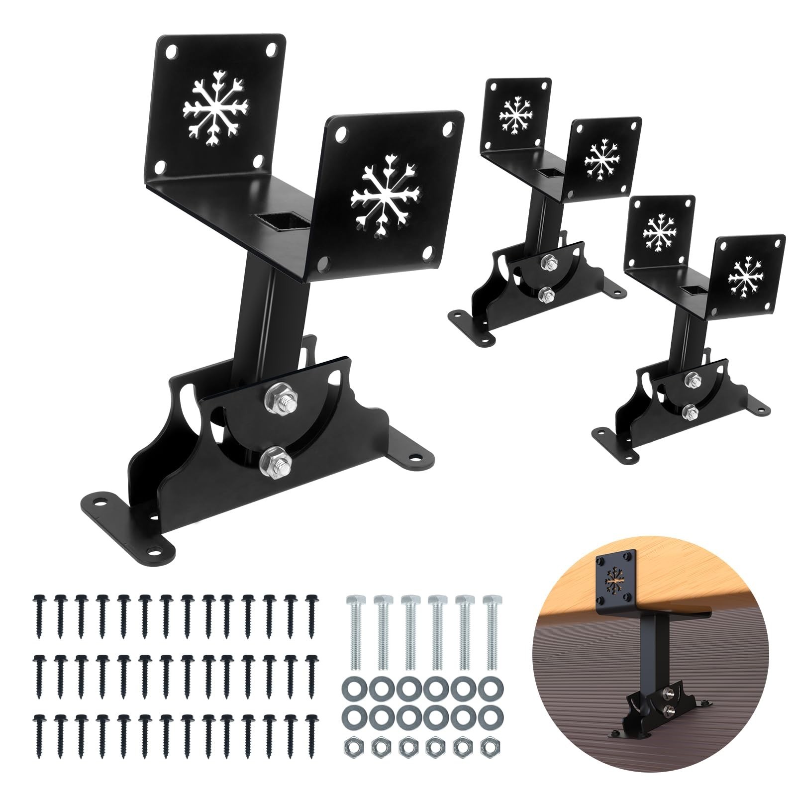 3Pack Heavy Duty Adjustable 5.55″ Pergola Roof Riser Beam Brackets Hardware K…