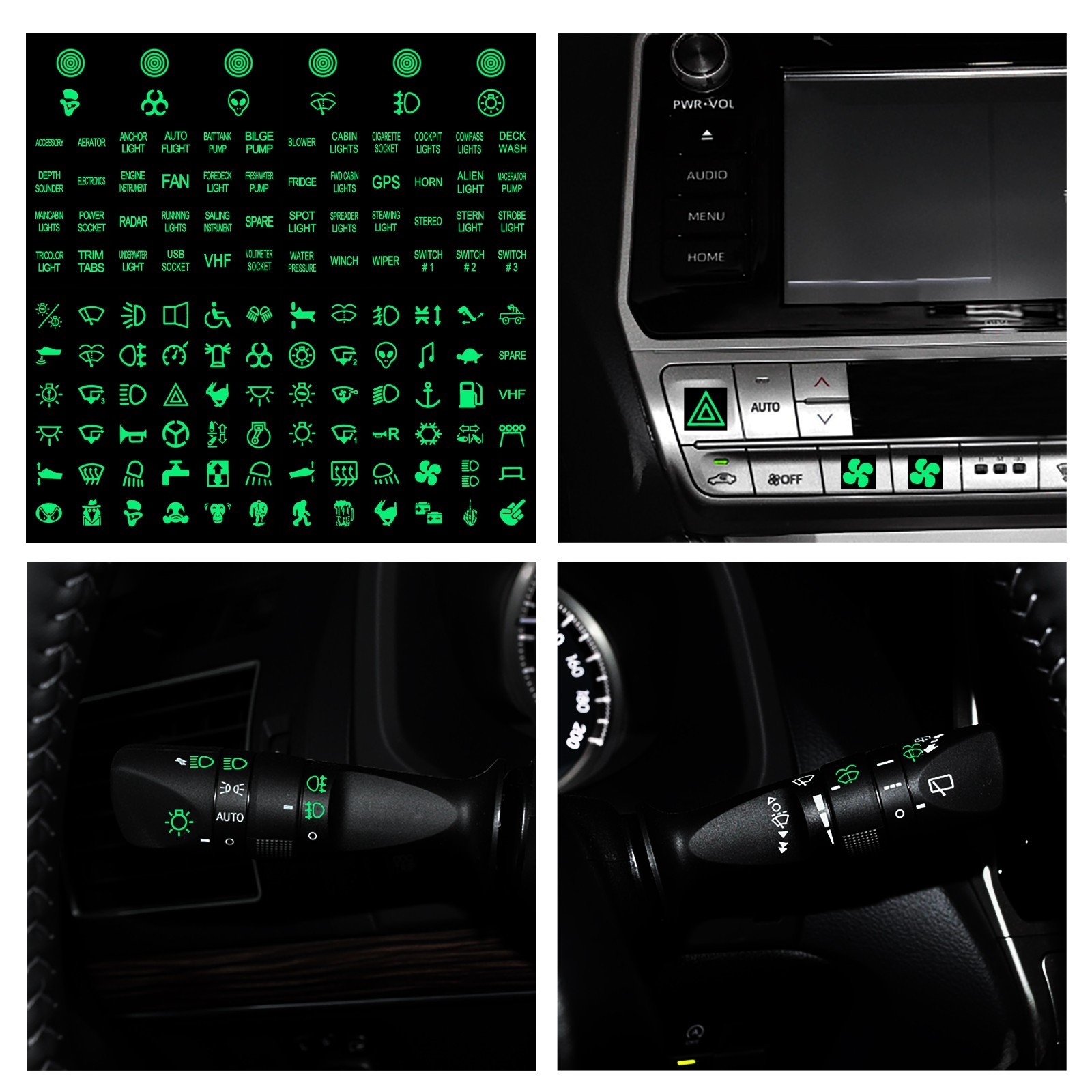 Universal 5Pcs Waterproof Switch Stickers Decals for Car Boat Marine RV Mercedes