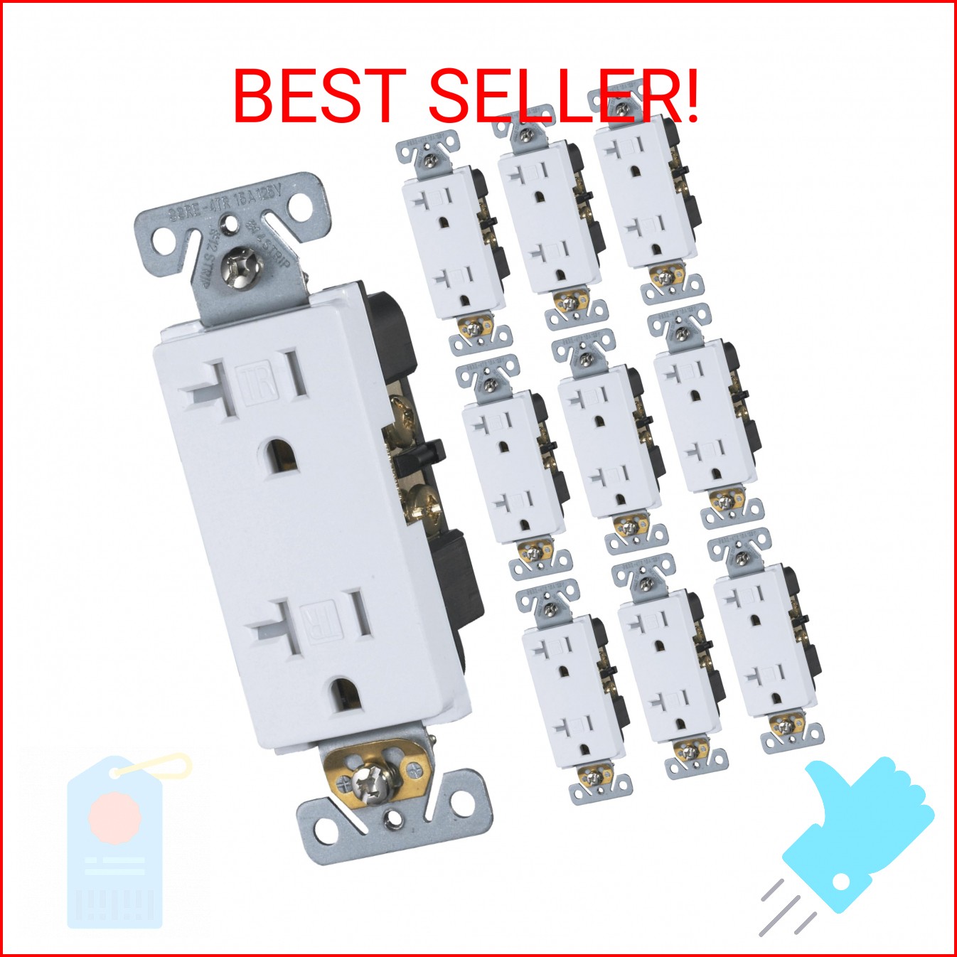 Faith [10-Pack] 20 Amp Tamper-Resistant Outlet | 20A 125V Decorator Receptacle |