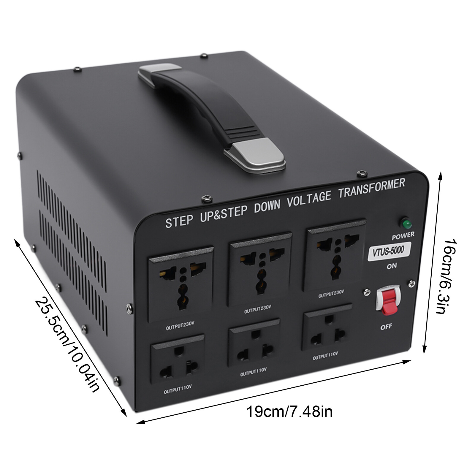 5000W Peak Voltage Converter Transformer Heavy Duty Step Up/Down 110V to 220V US
