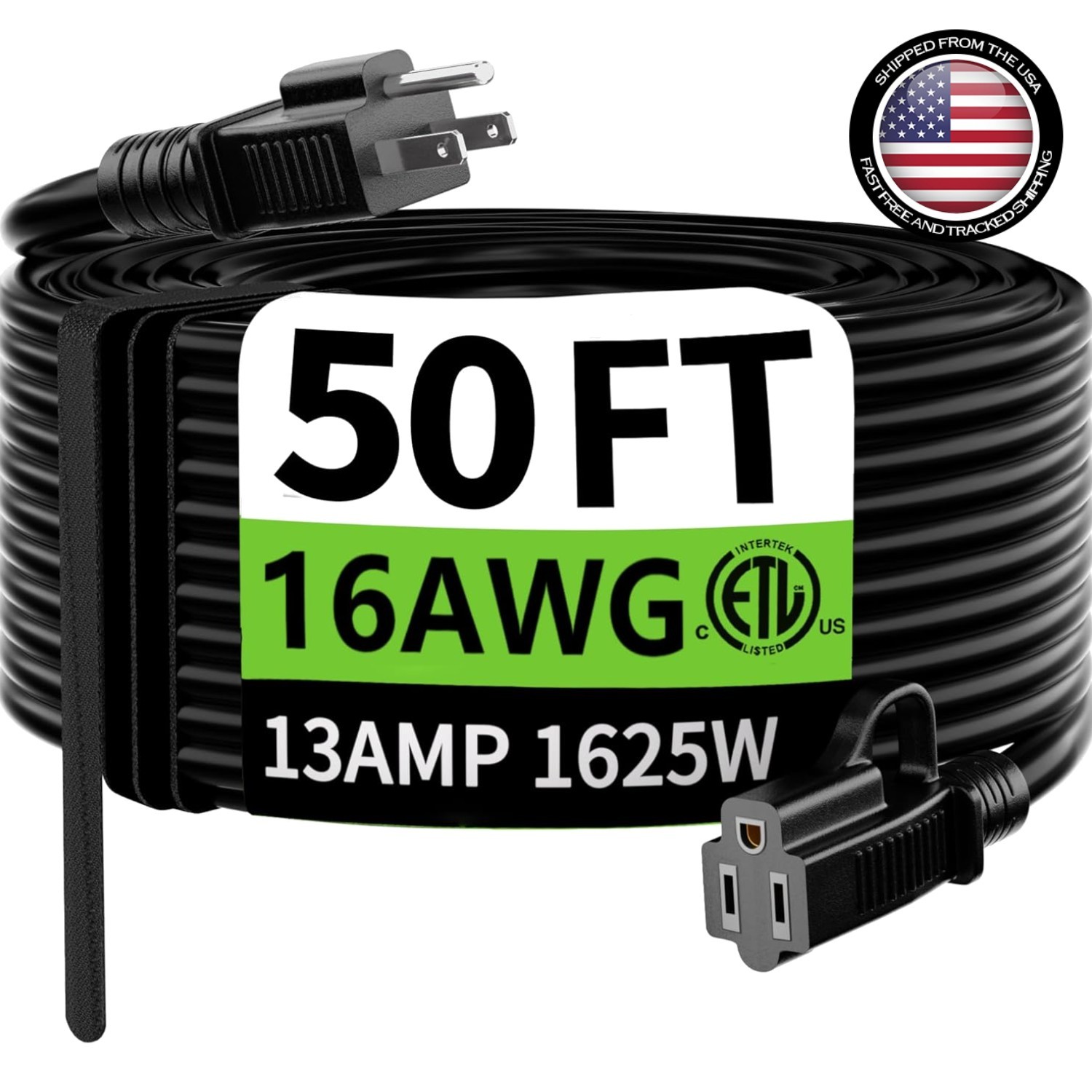 50 Ft 13A Electric Extension Cable with Hook Design – Ideal for Home & Garden
