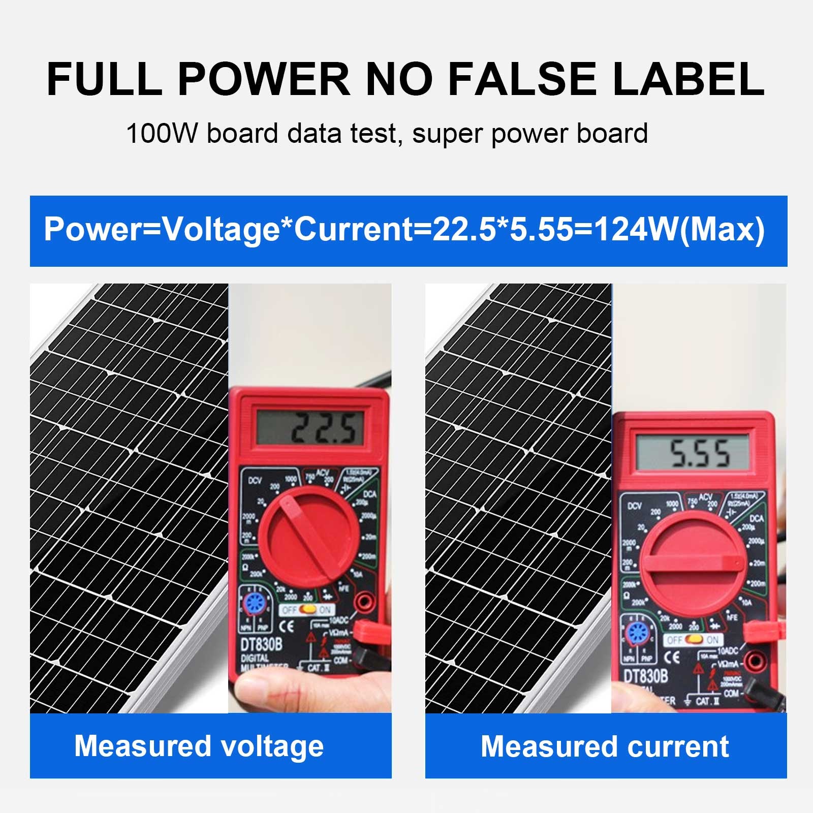 100 Watt 12V High-Efficiency Mono Solar Panel PV Module for RV Marine Caravan