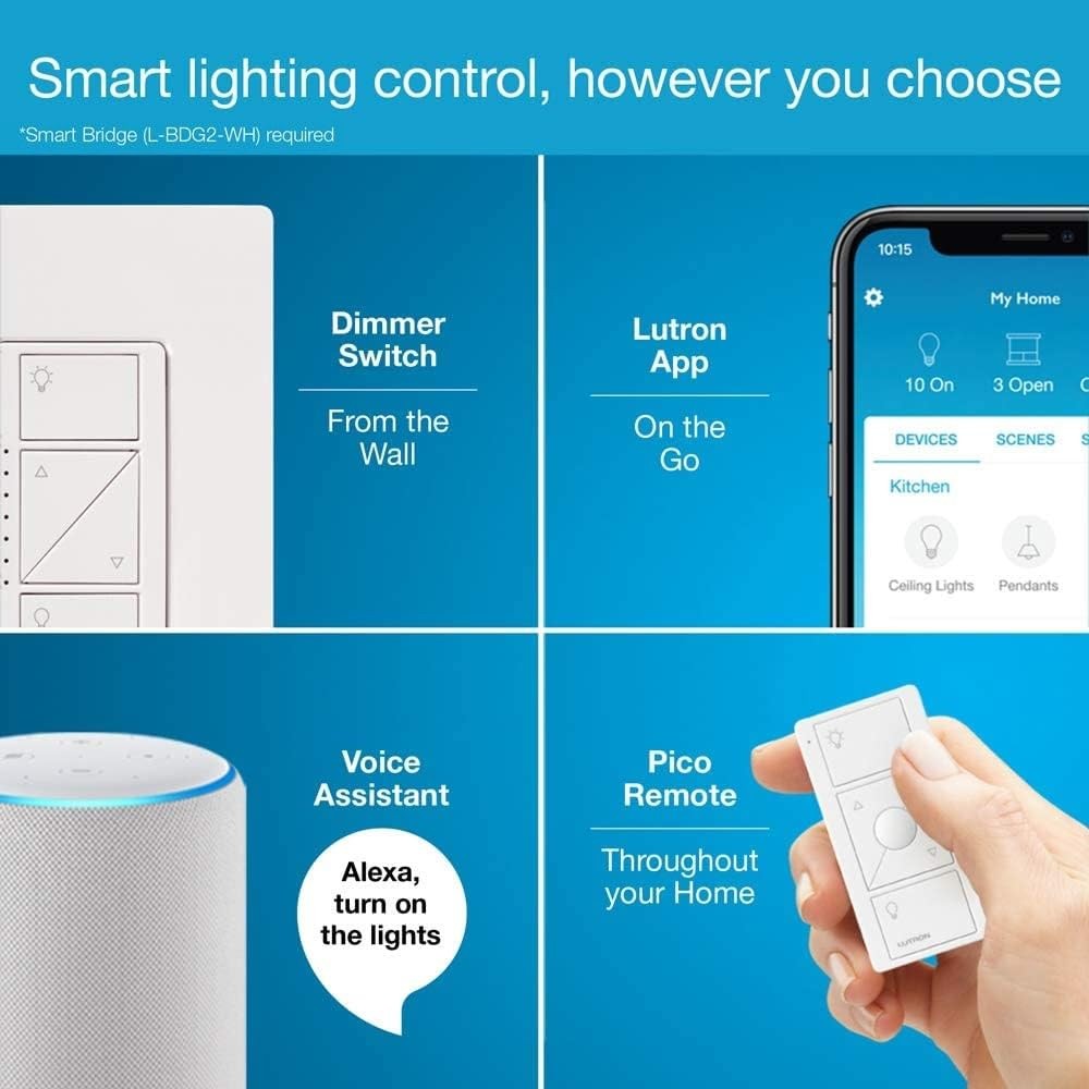 Lutron Caseta Original Smart Dimmer Switch (Lutron Hub 1 Pack, Black