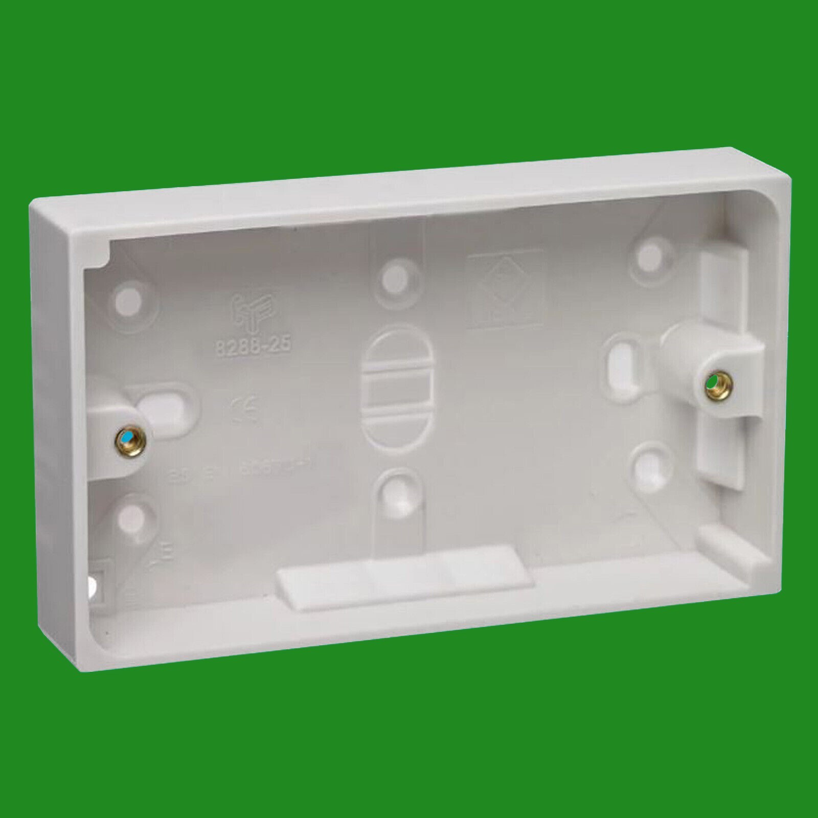 White 2 Gang Surface Wall Mount 32mm Depth Socket Pattress Moulded Back Box