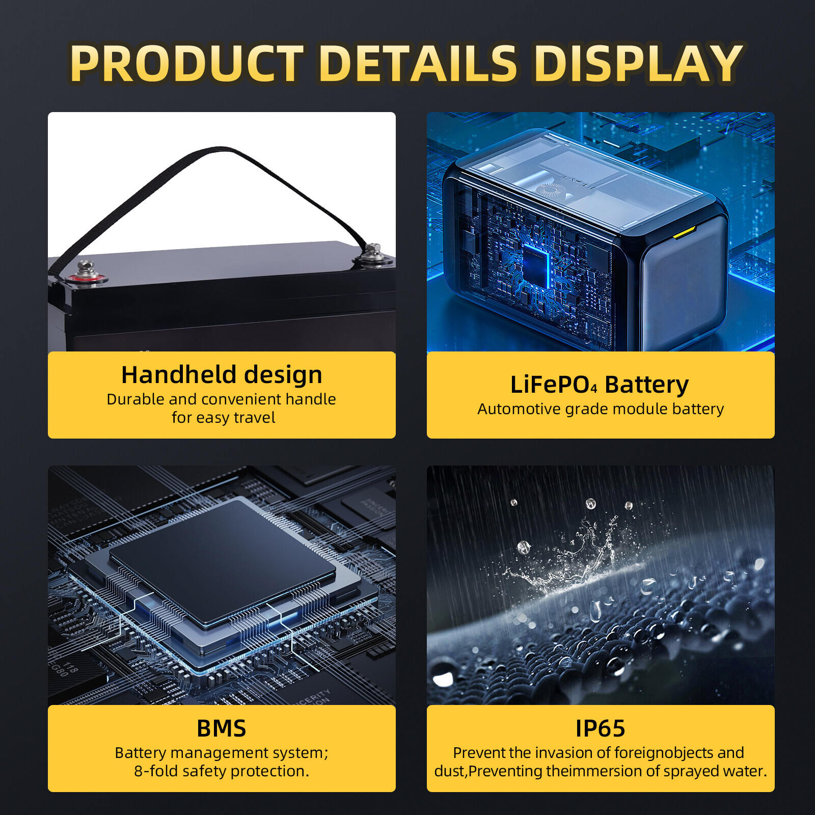 12V LiFePO4 Lithium Battery 200Ah 100Ah 50Ah 20Ah Deep Cycle for RV Solar Boat