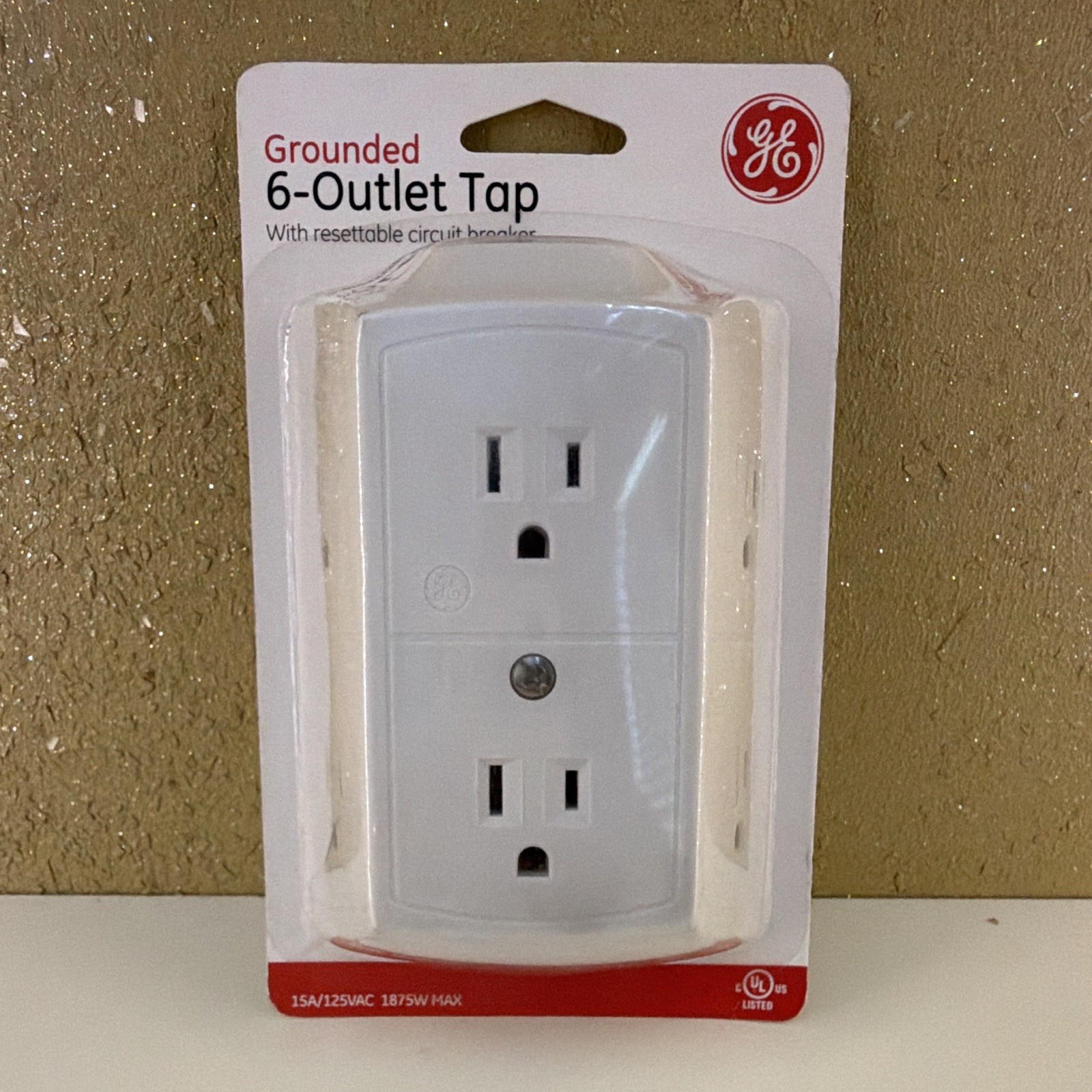 GE 6-Outlet Grounded Tap w/ Resettable Circuit Breaker, White (56575)