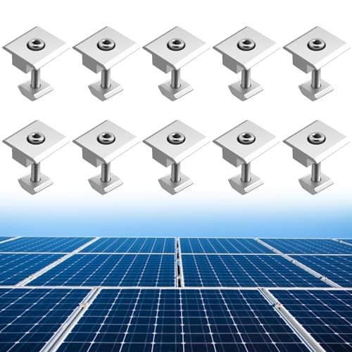 10pcs Solar Panels Centre Clamps, Aluminium T-Shaped Mid Clamps 35mm( 1.38″)