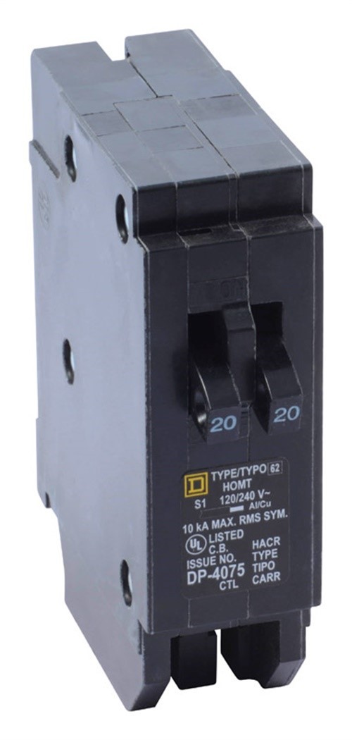 Square D HOMT2020CP Single-Pole Homeline Tandem Circuit Breaker 20A 120/240V