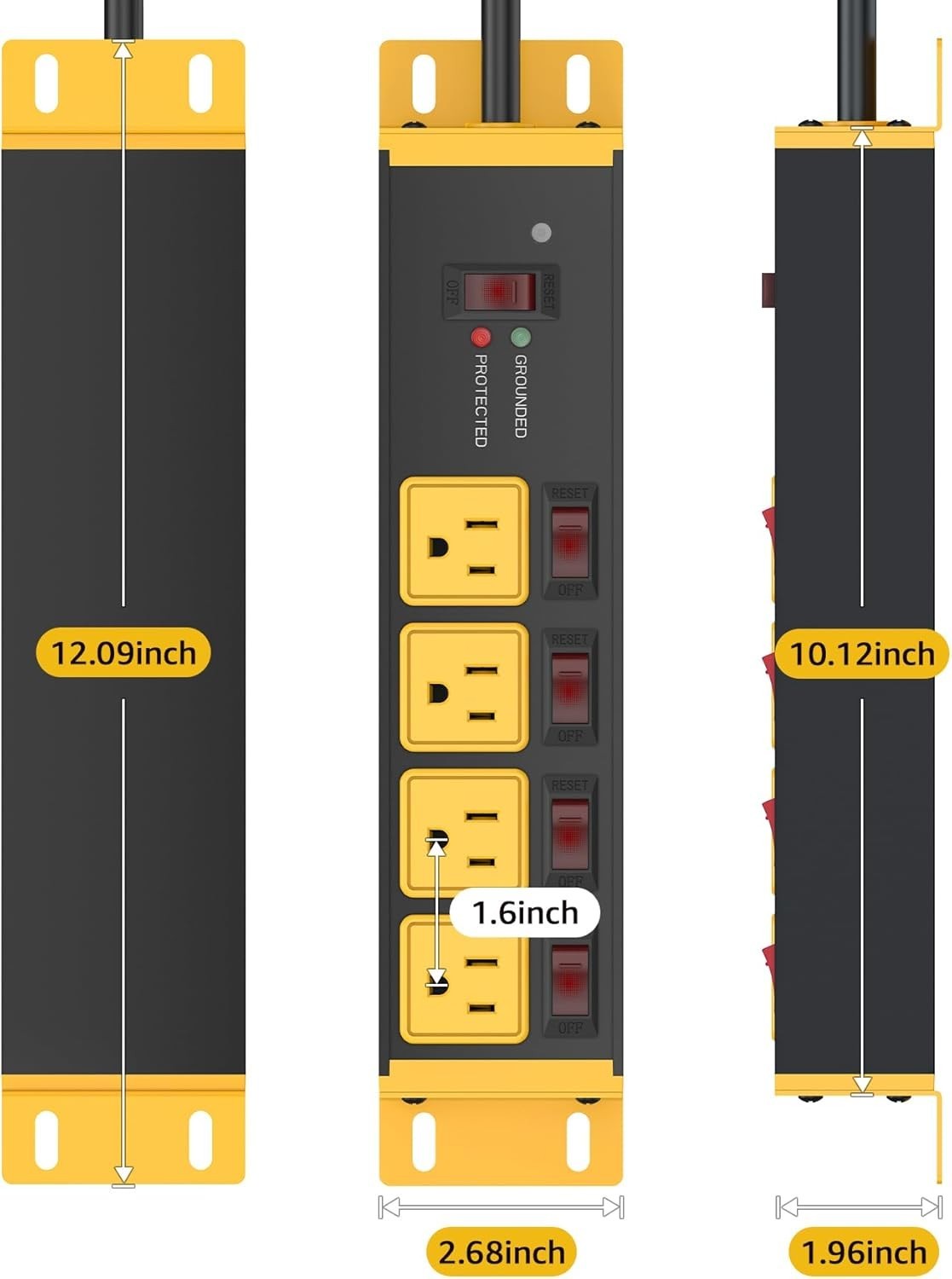 Industrial-Grade Surge Protector Power Strip with 4 Outlets and 4800J Protection