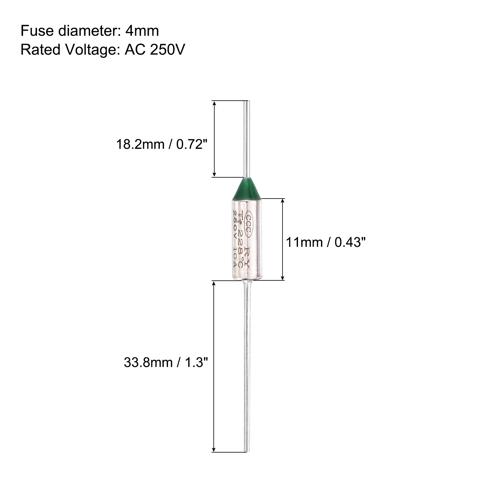 15 Pcs Metal Temperature Thermal Fuse SF228 10A 250V with Terminal Connector