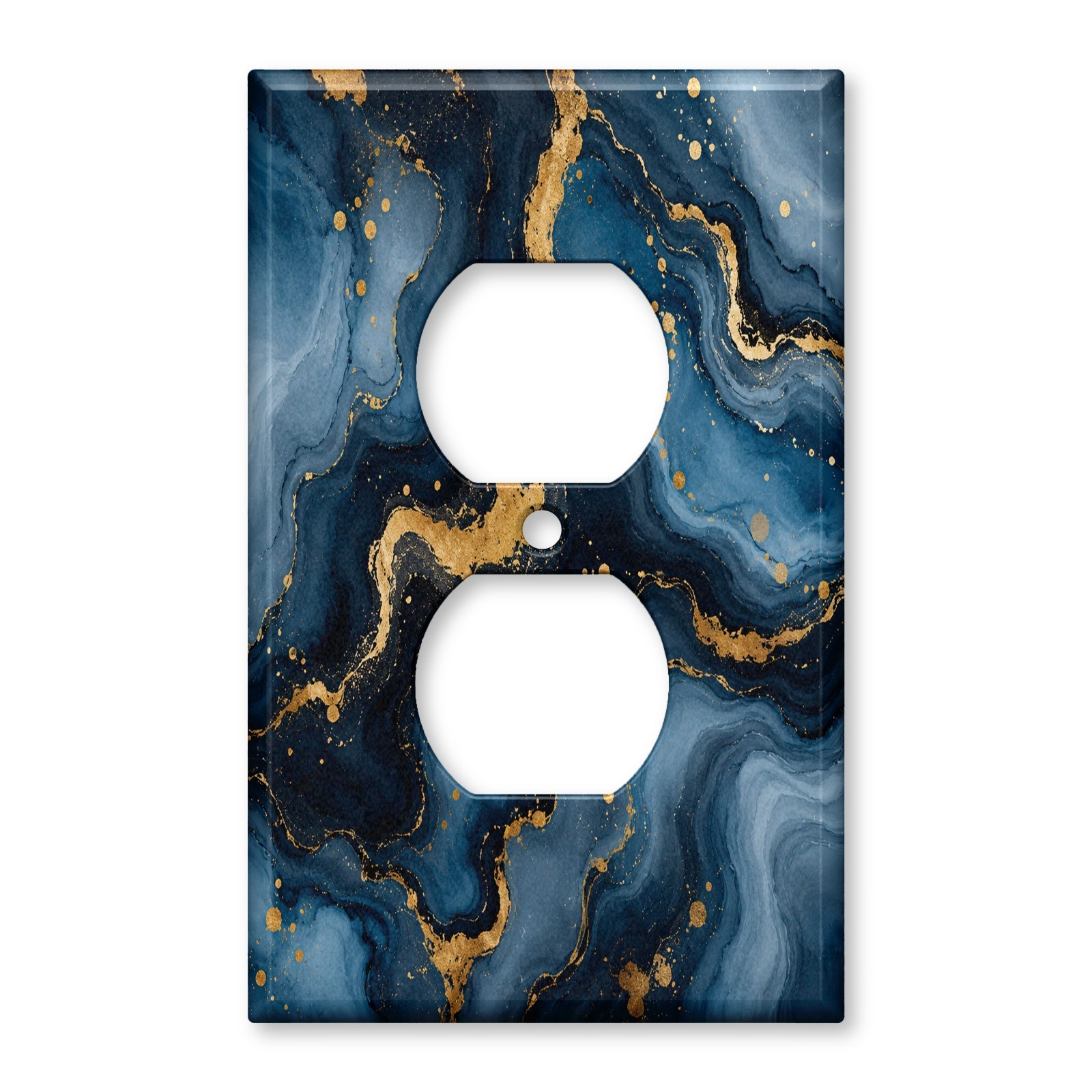Blue Gold Marble Switch Plate Cover, Navy Abstract Light Switch Cover, Modern Lu