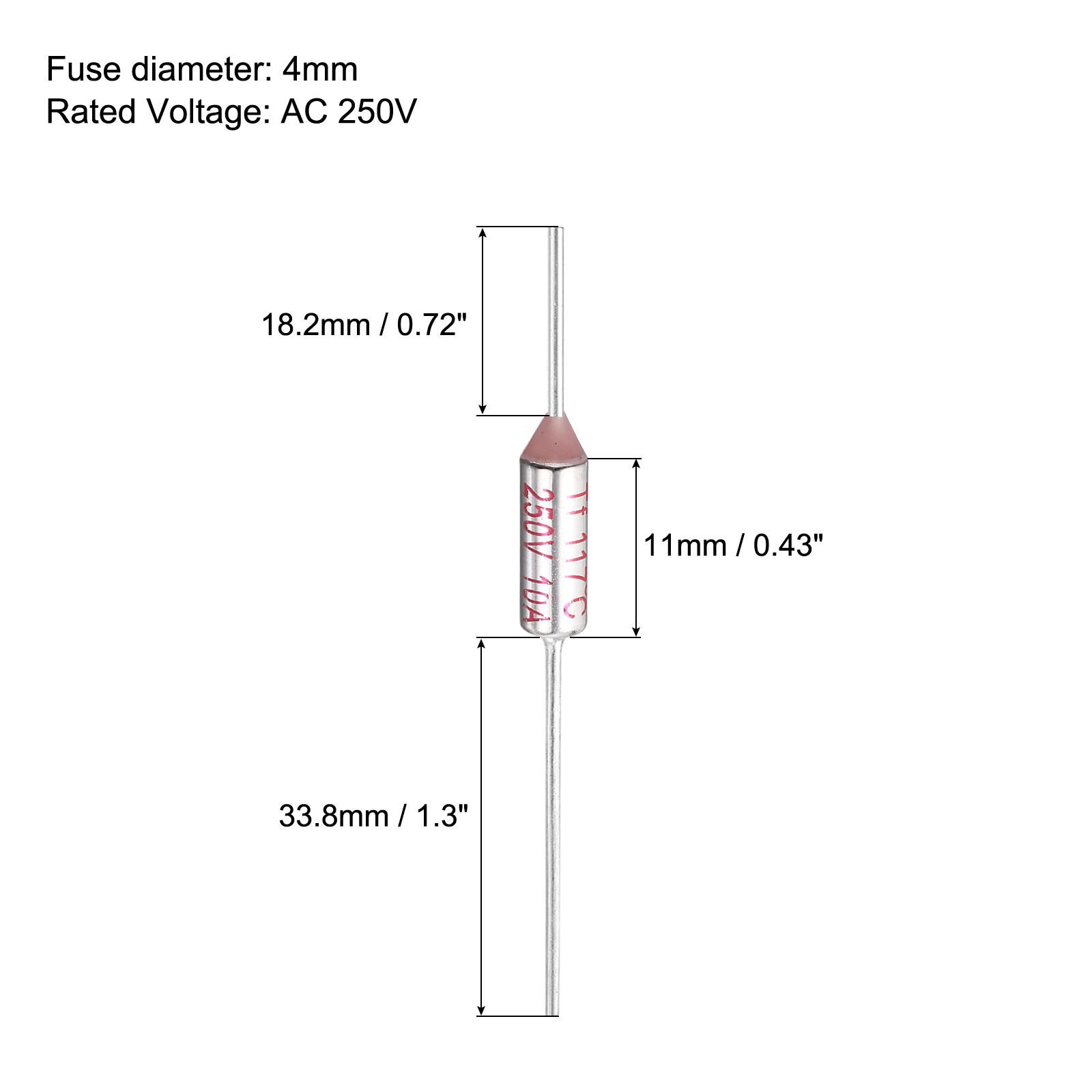 5 Pcs Metal Temperature Thermal Fuse SF117 10A 250V with Terminal Connector