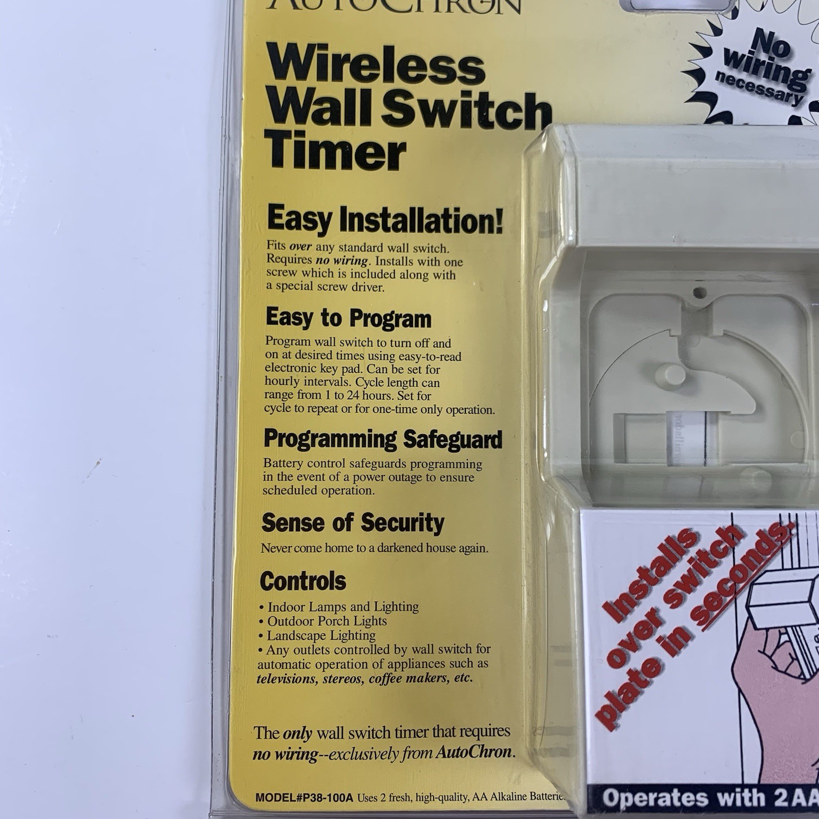AutoChron Wireless Wall Switch Timer Programmable Wall Switch NEW # P38-100A