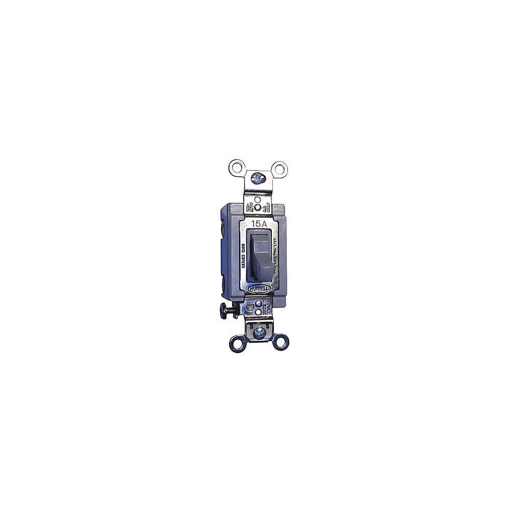 HUBBELL HBL1203GY Wall Switch,Gray,15 A;Back; Side,3-Way 2LBU3