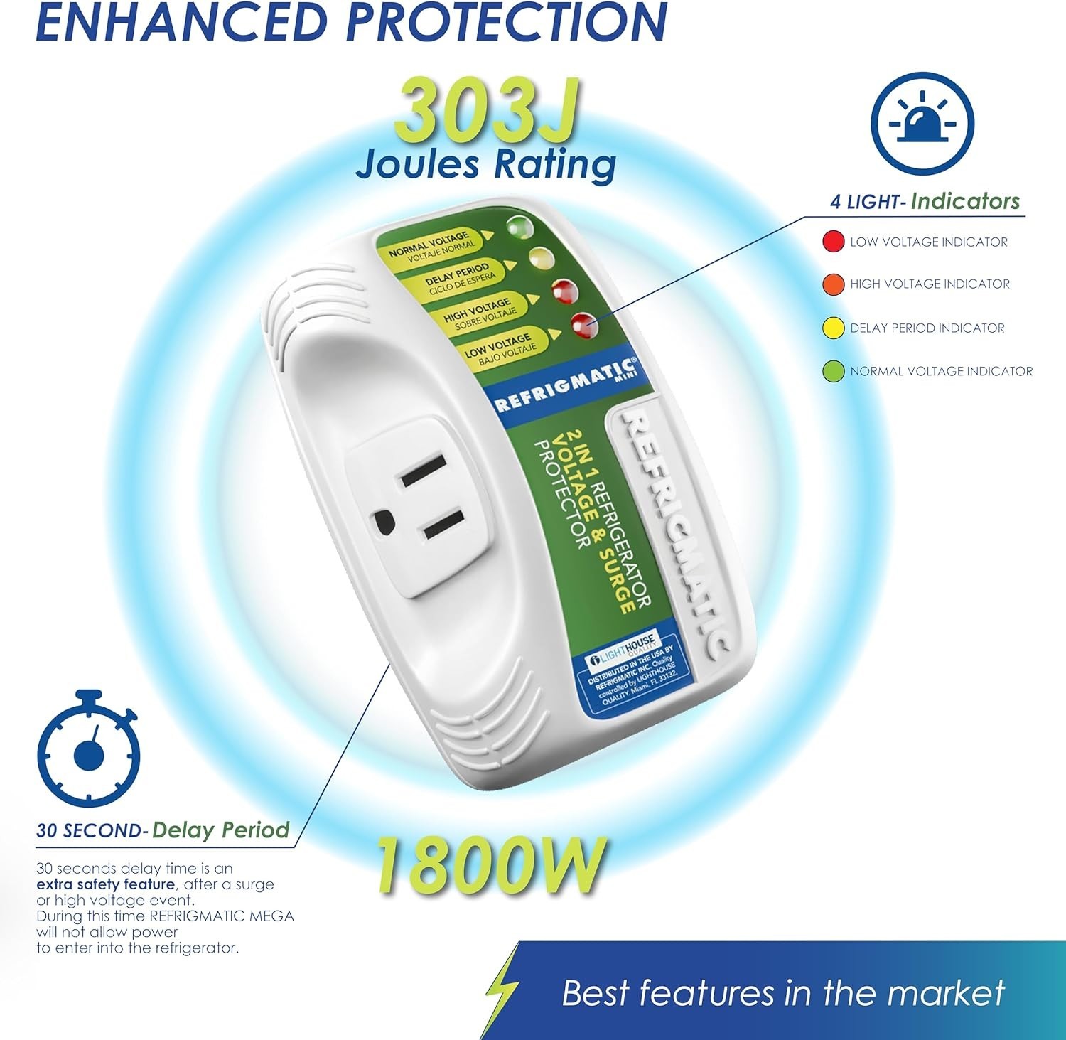 WS-36300 Electronic Voltage & Surge Protector for Refrigerators PK2