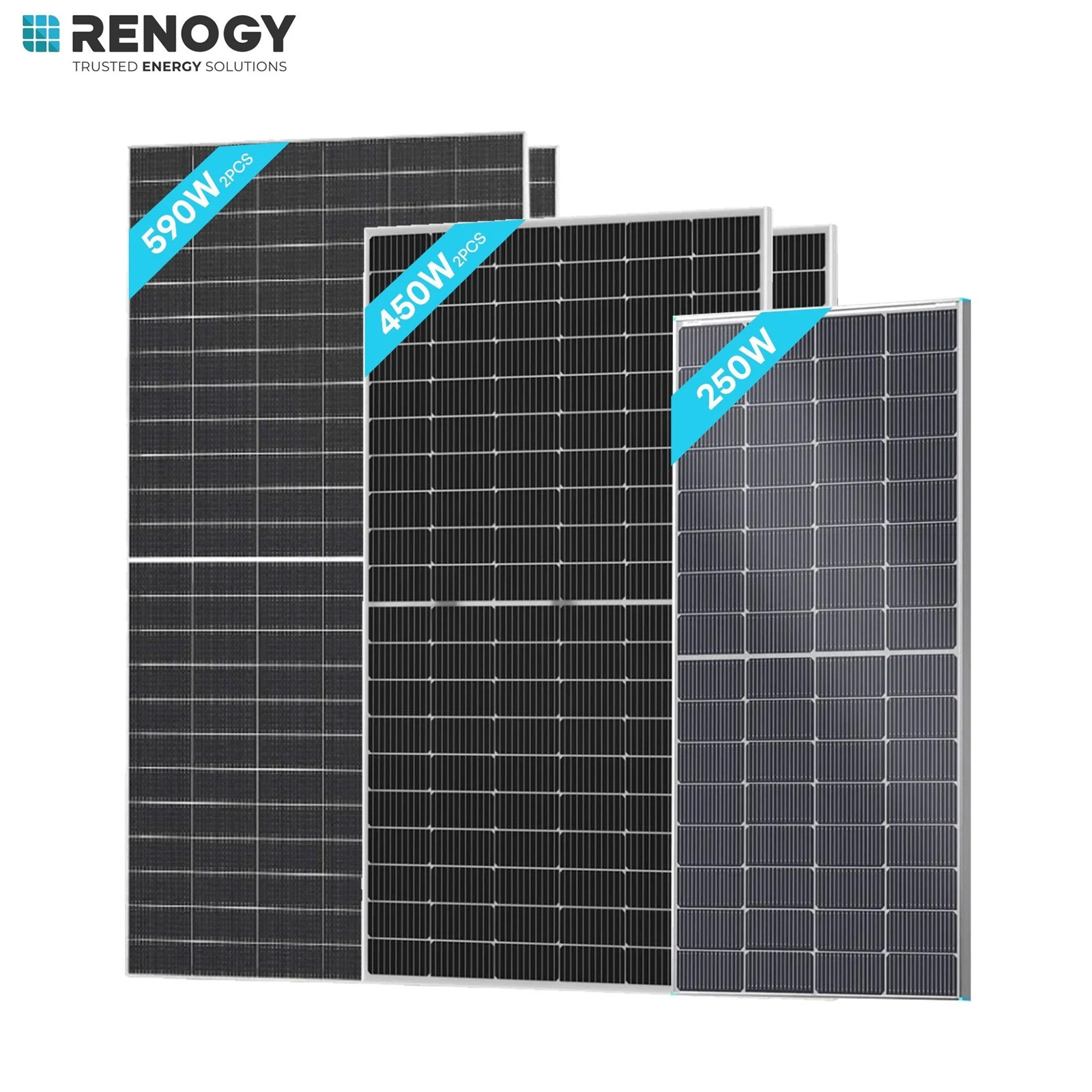 Renogy N-Type Bifacial Solar Panel 590W 250W Monocrystalline High-Efficiency