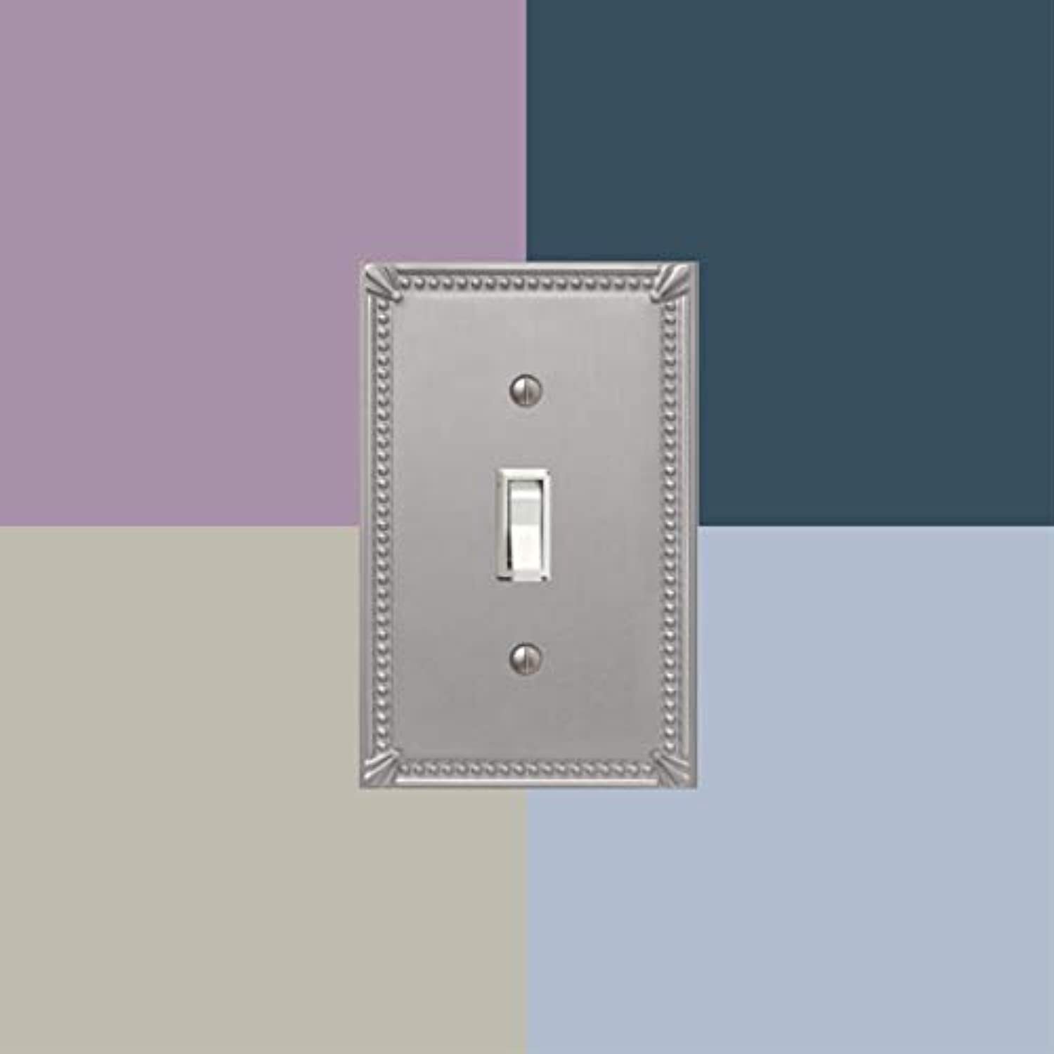 Amerelle Imperial Bead Brushed Nickel Gray 2 gang Metal Toggle Wall Plate