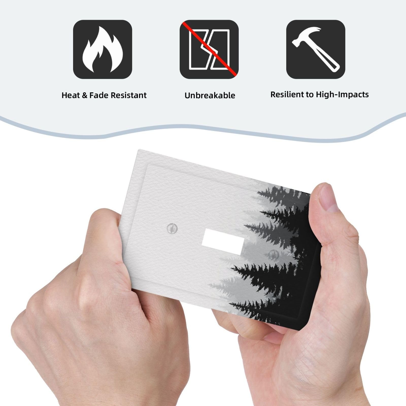 JDAKHD Black Misty Forest Light Switch Cover Plate Gray Ombre Nature Tree Pla…