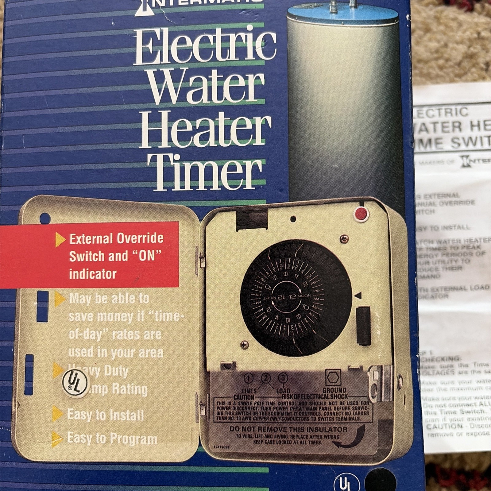 Intermatic Electric Water Heater Timer WH 21 6250 watts 25 amps 250 volts 60Hz