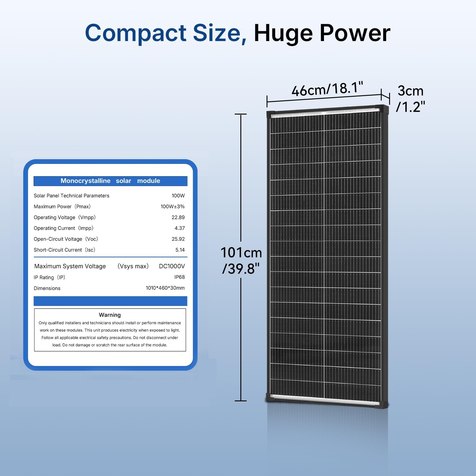 Bifacial 2Pack 100W Monocrystalline Solar Panel 18V 18BB N-Type PV Home Battery