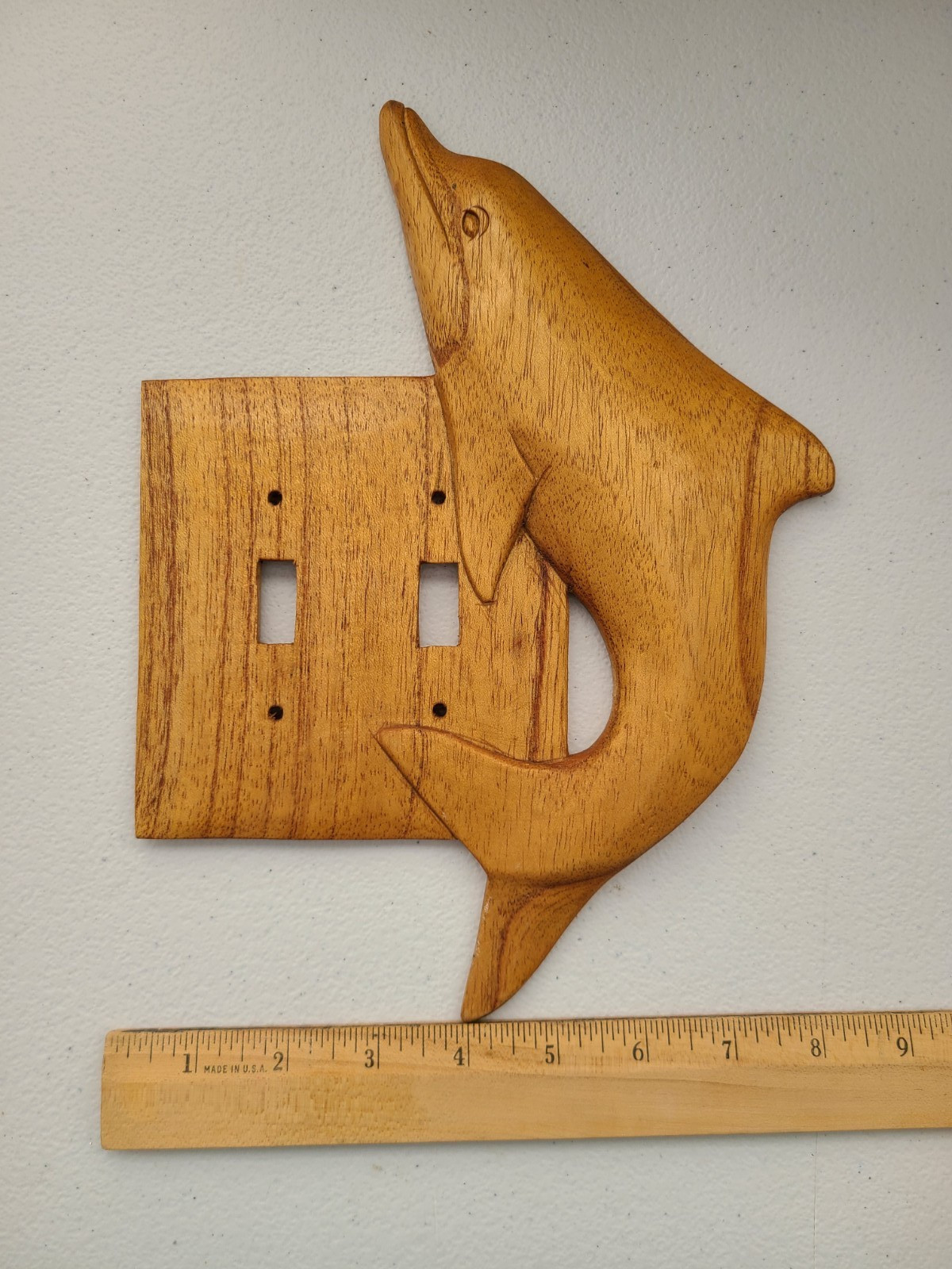 Carved Wood Dolphin Double Toggle Light Switch Wall Plate Cover