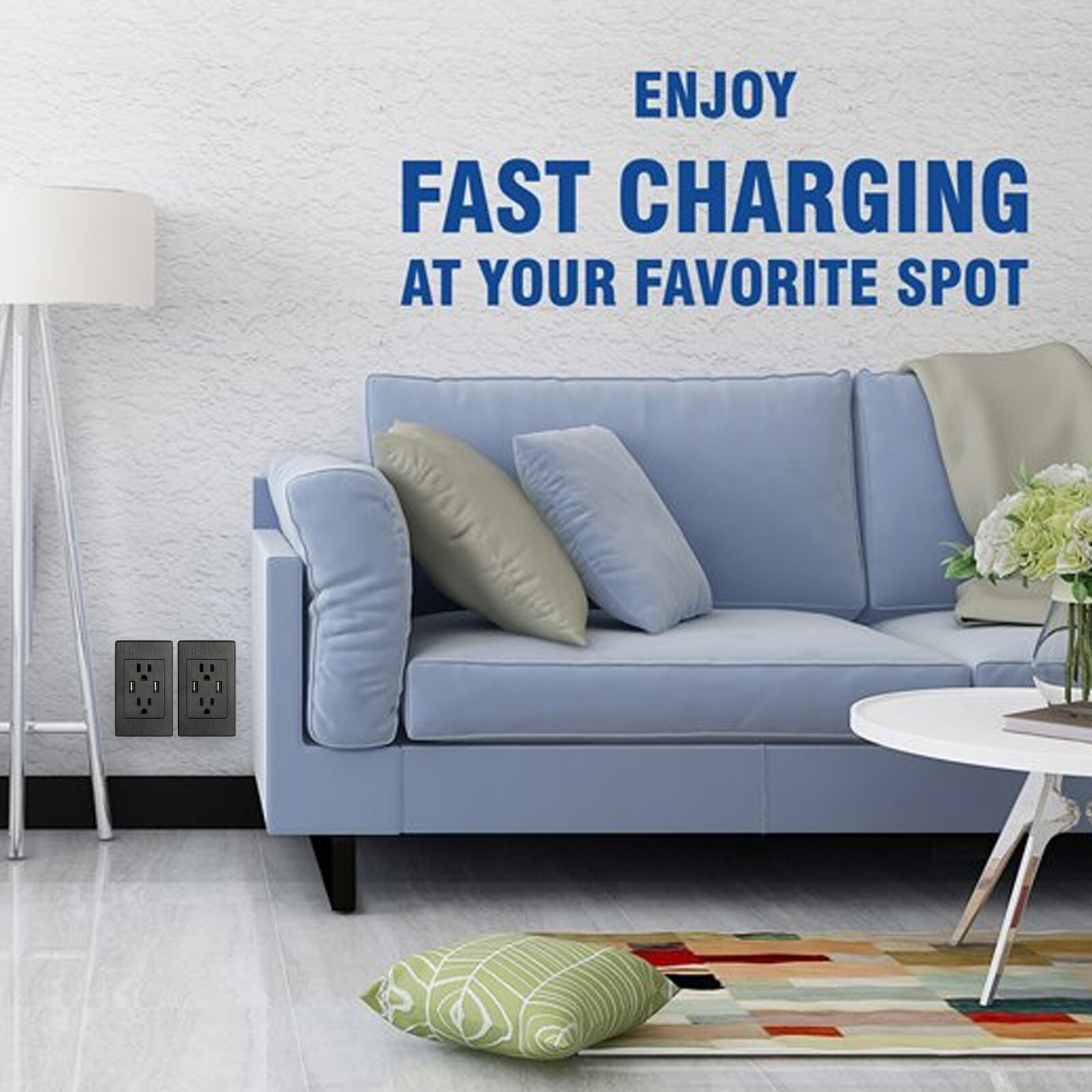 Lot USB Wall Outlet Dual 2.1A USB Wall Charger High Speed Duplex Wall Socket US