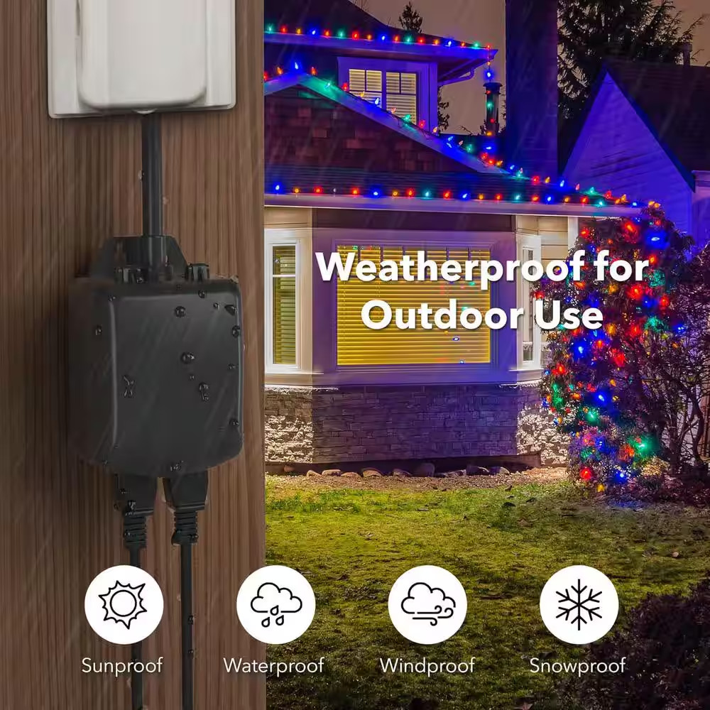 2.2 In. 2-Outlet Grounded Outdoor Mechanical Timer with 15 Minutes Intervals in