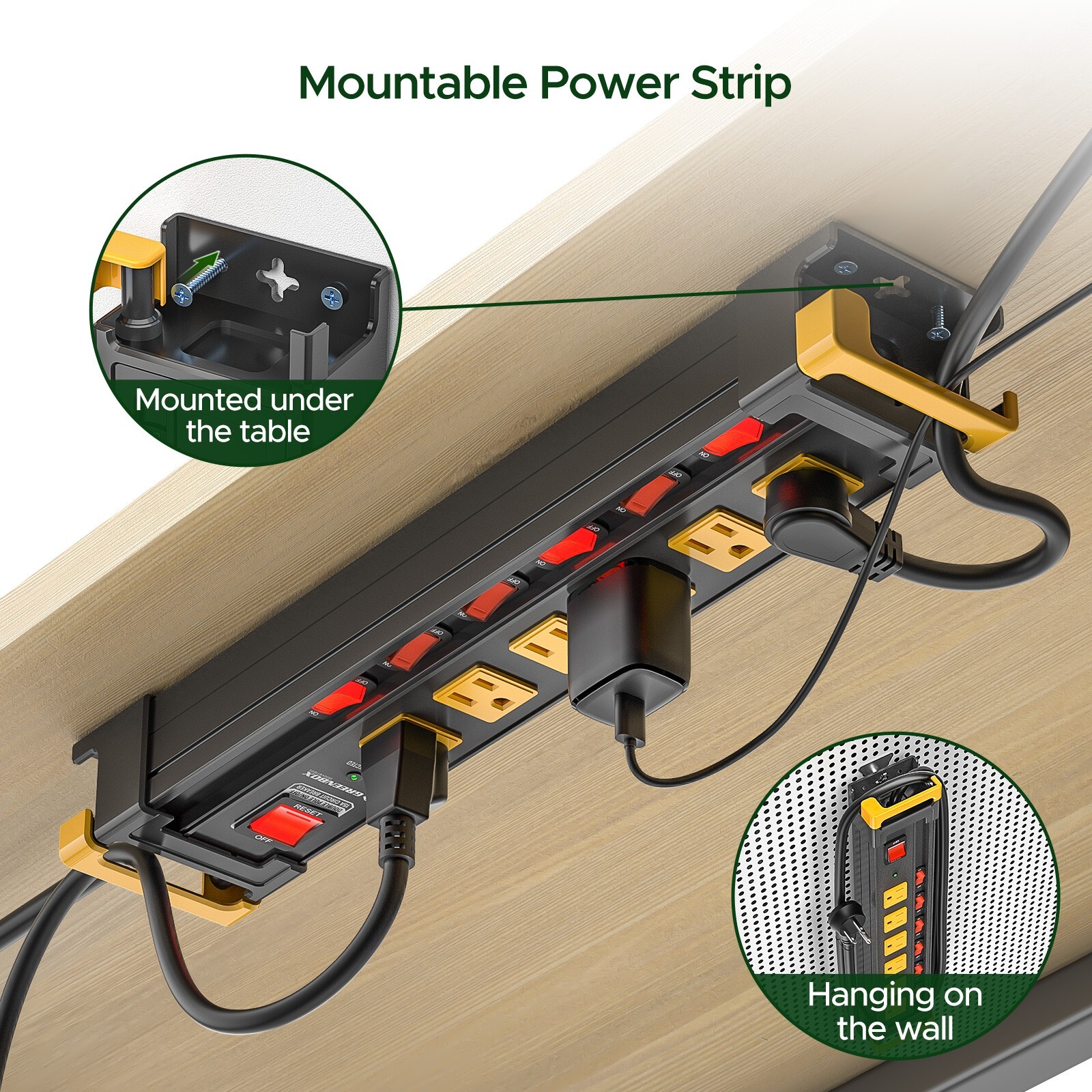6-Outlet Heavy Duty Metal Power Strip Surge Protector with 6 Ft Cord ETL Listed