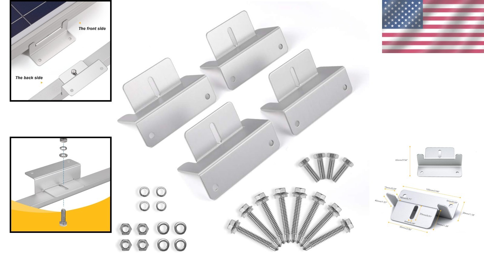 Corrosion-Resistant Z Bracket Set for Solid Solar Panel Installations – 4 Units