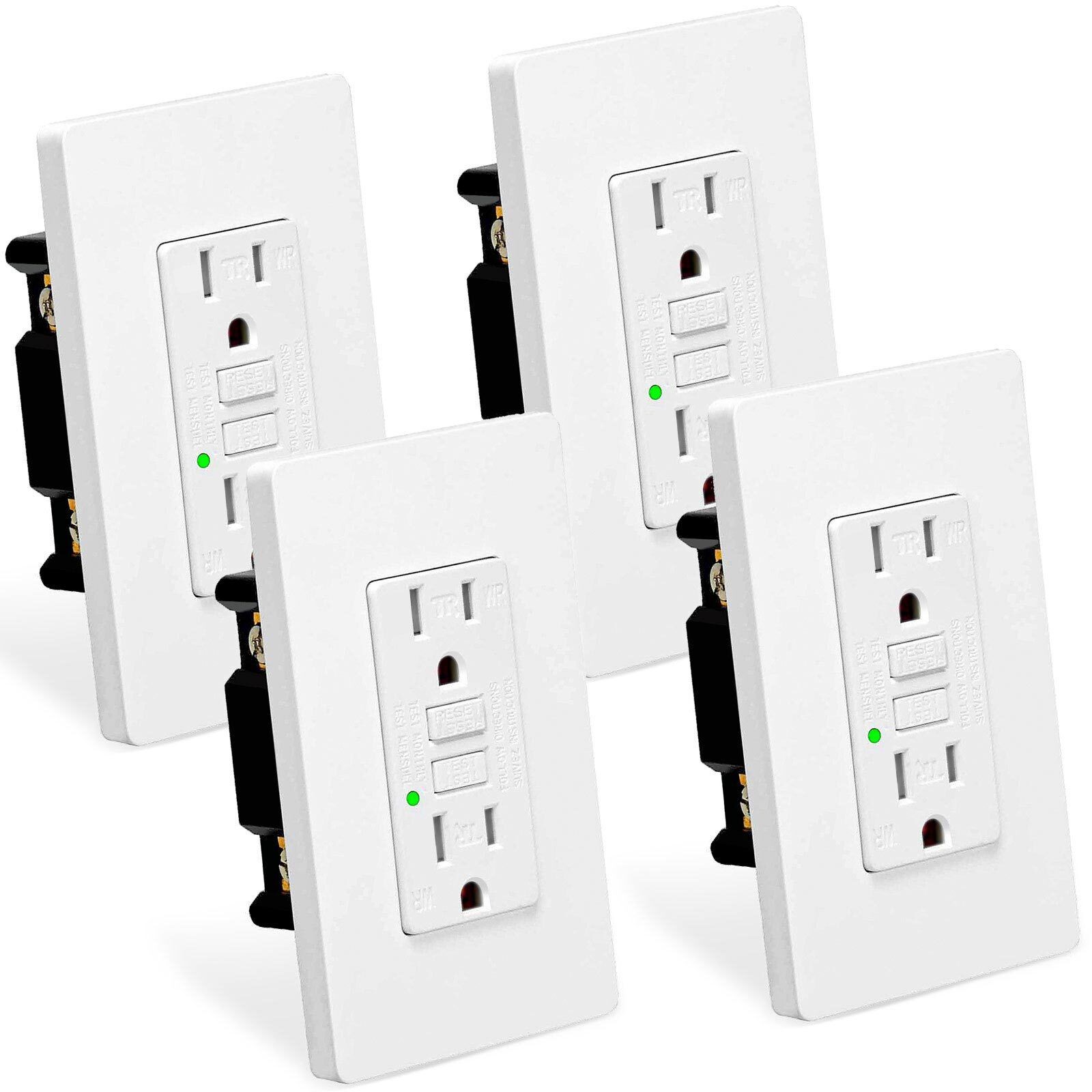 4Pack GFI GFCI Outlet 15Amp Tamper-Resistant Weather Resistant Duplex Receptacle