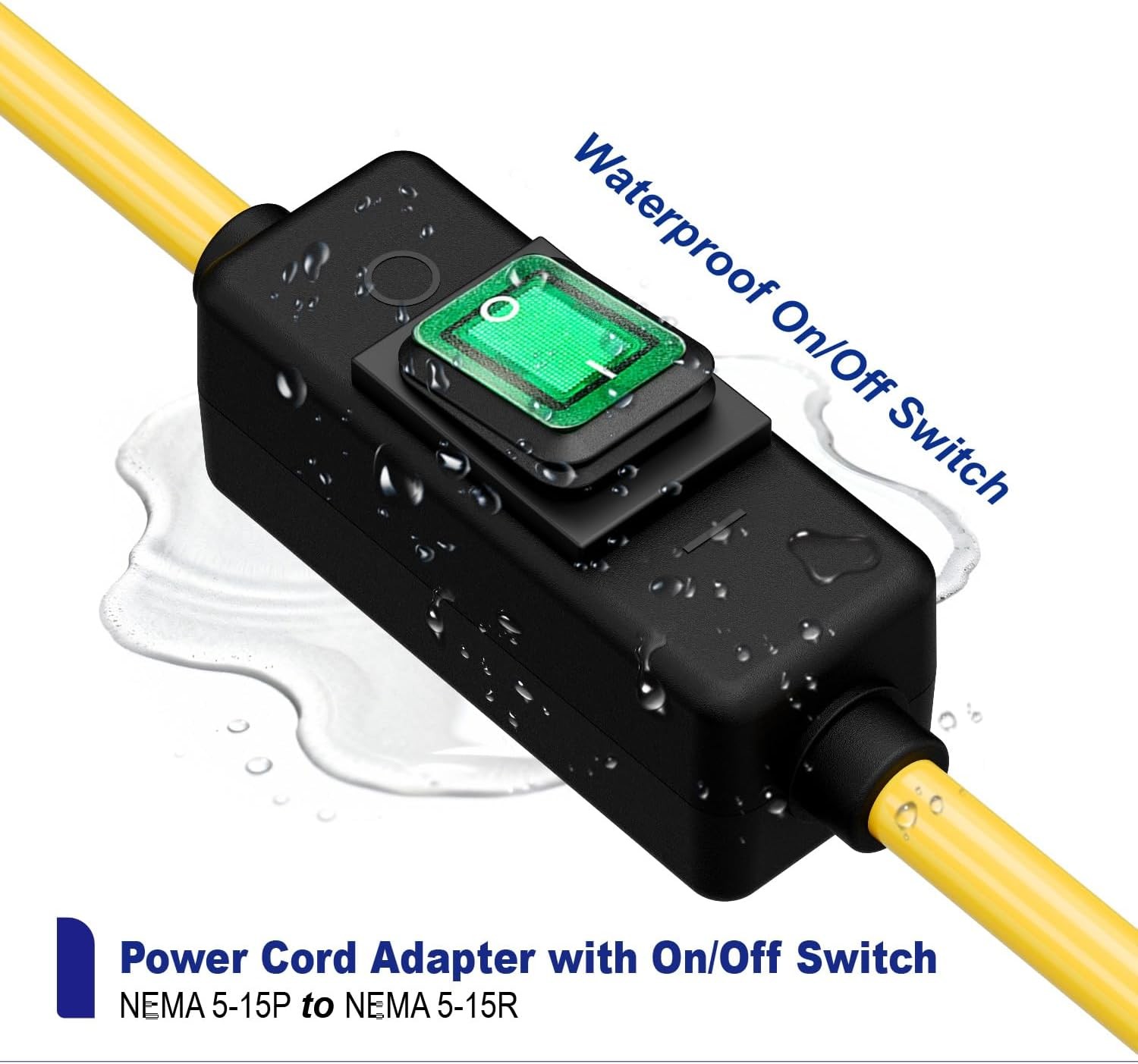 New 3 Prong Waterproof Extension Switch Cord Heavy Duty Inline Fast Shipping
