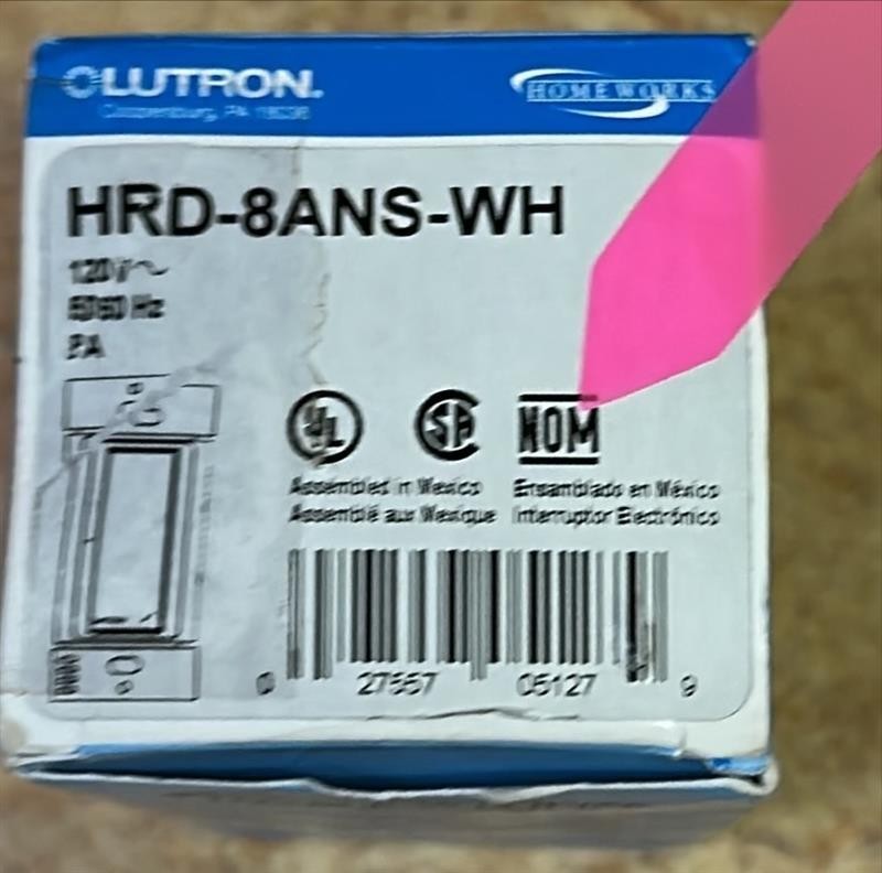 Lutron Homeworks HRD-8ANS-WH Electronic Switch