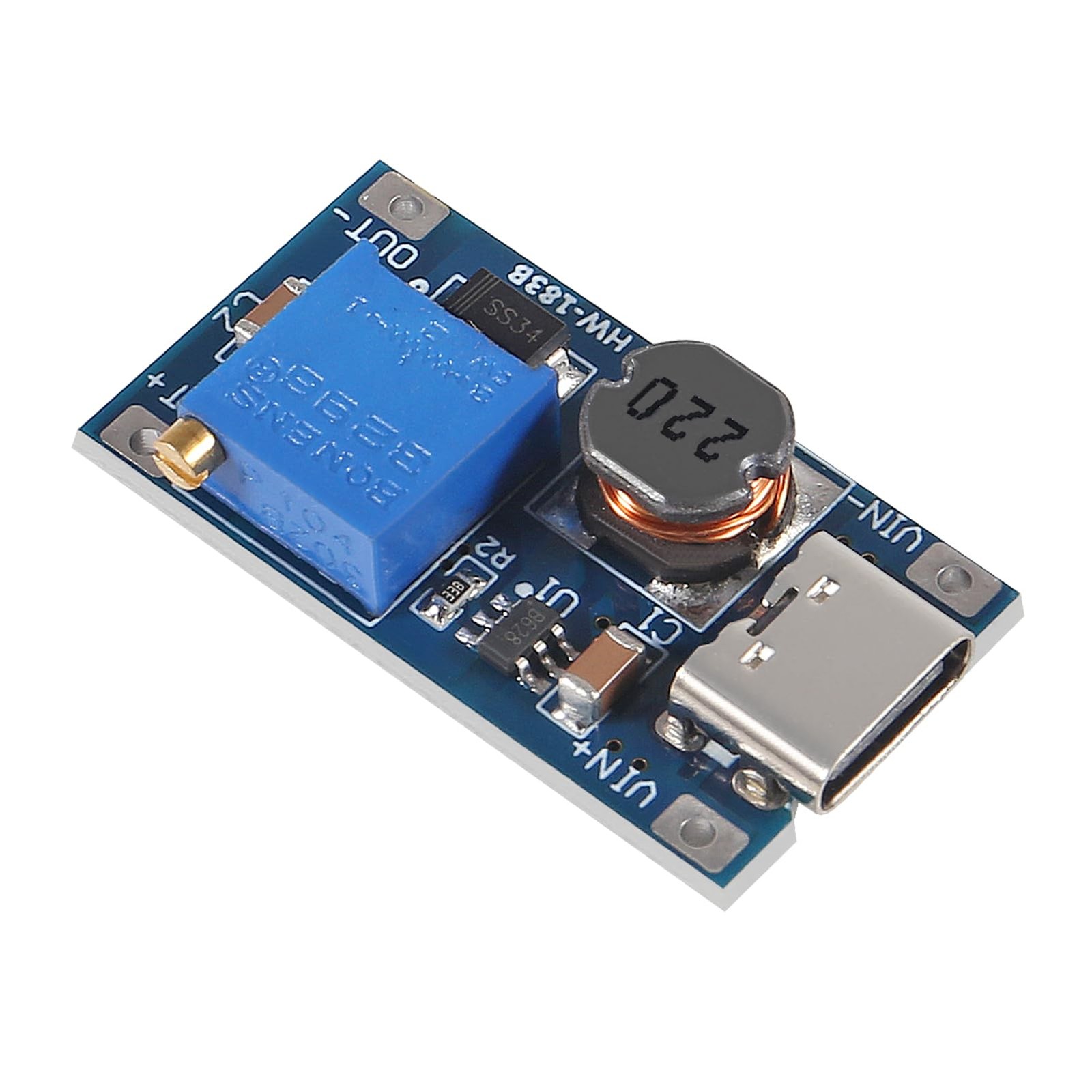 AITRIP 5pcs Type-C MT3608 DC-DC Adjustable Boost Module 2A DC 5 PCS