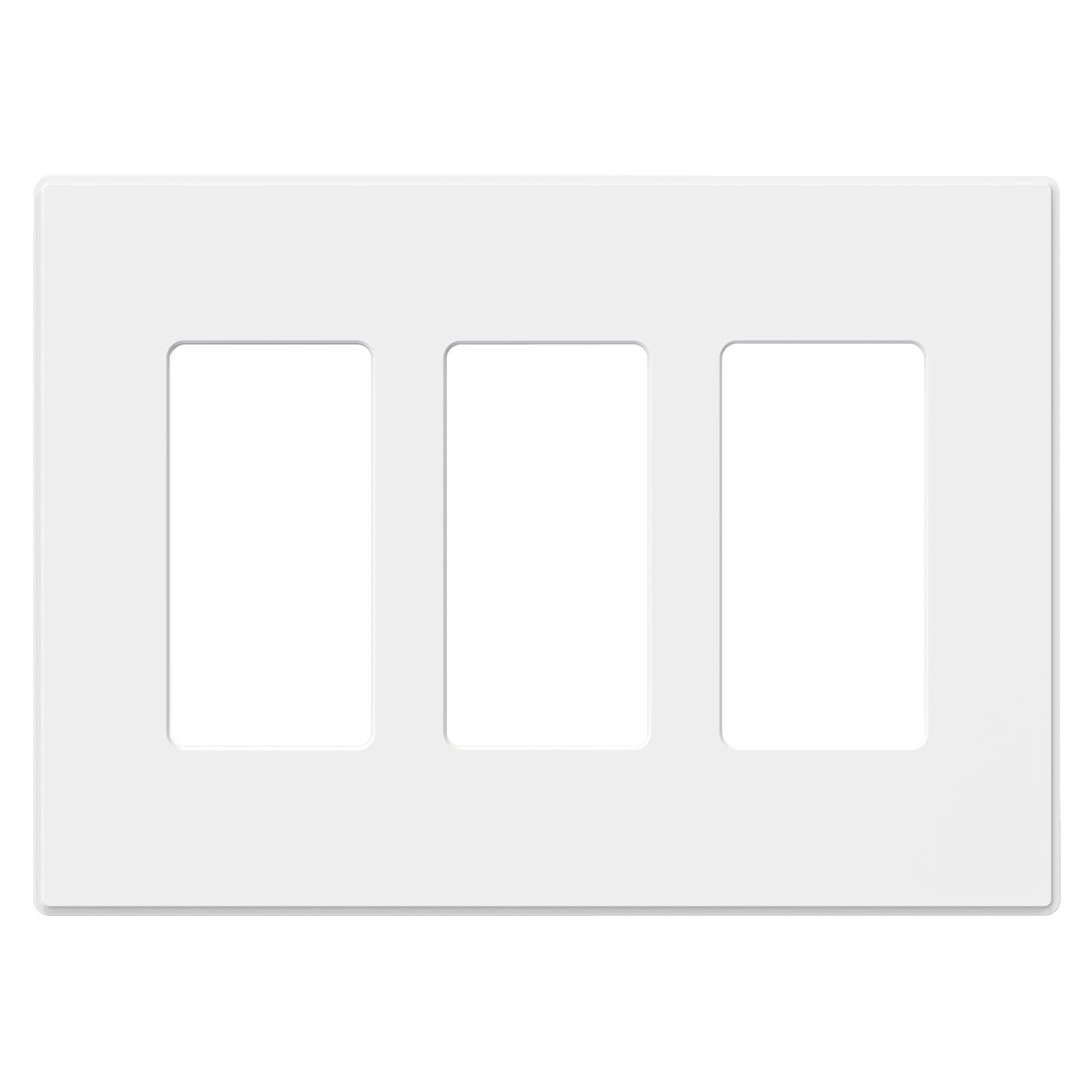 AIDA 3-Gang Midsize Mid-size Wall Plate, Matte White Screwless Plate