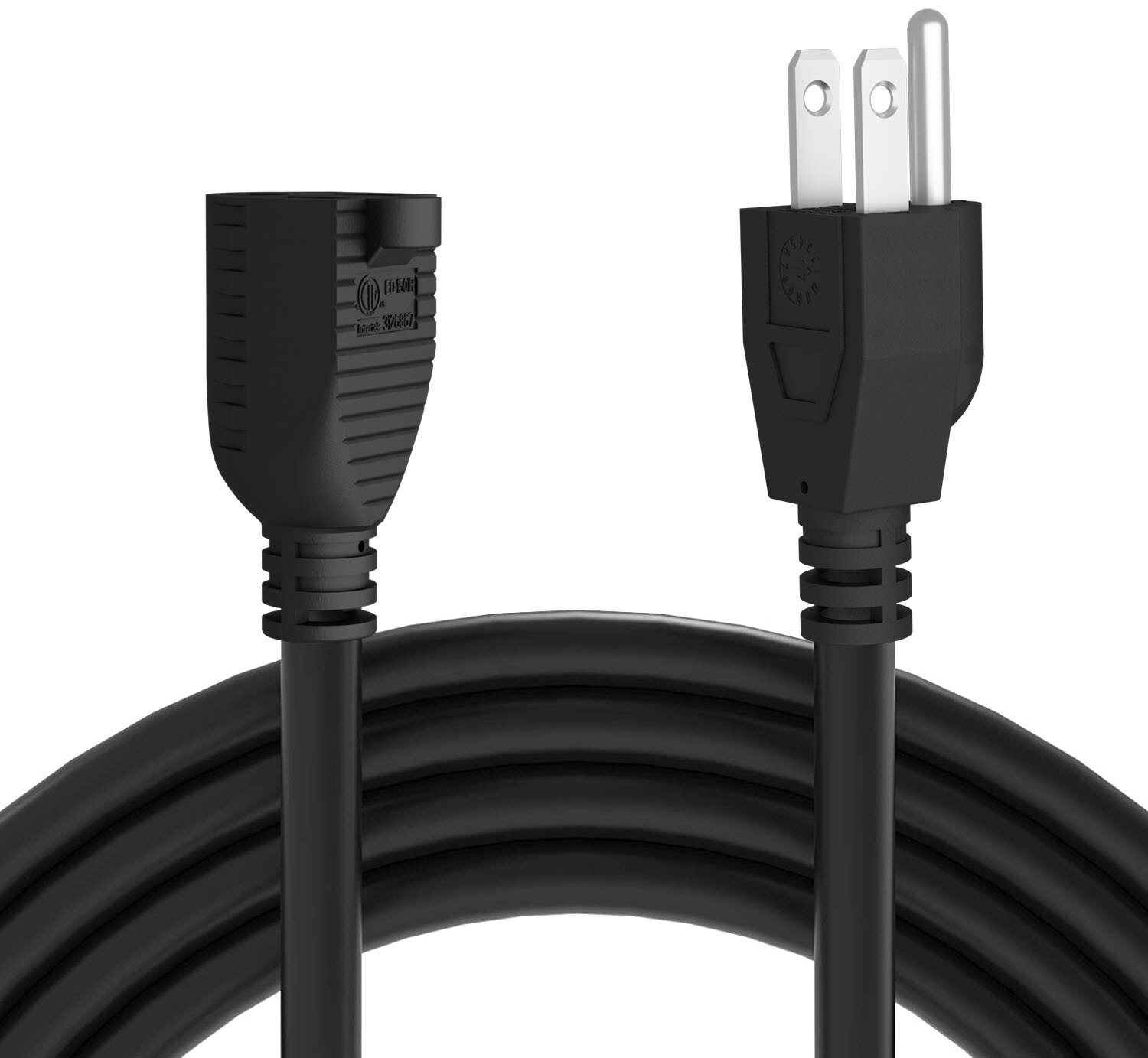 6/8/10/15/20/50/100 FT 16/3 Gauge Black Indoor Outdoor Extension Cord Waterproof
