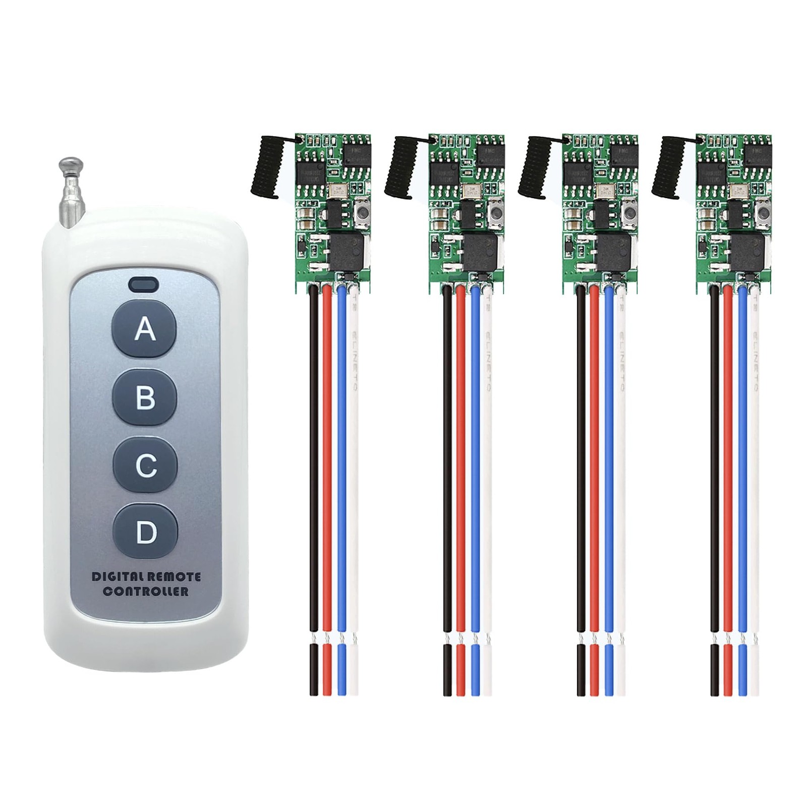 Mini Wireless Switch 4 Way 1 Channel DC 5V/12V/24V 3A Remote Lamp Switch