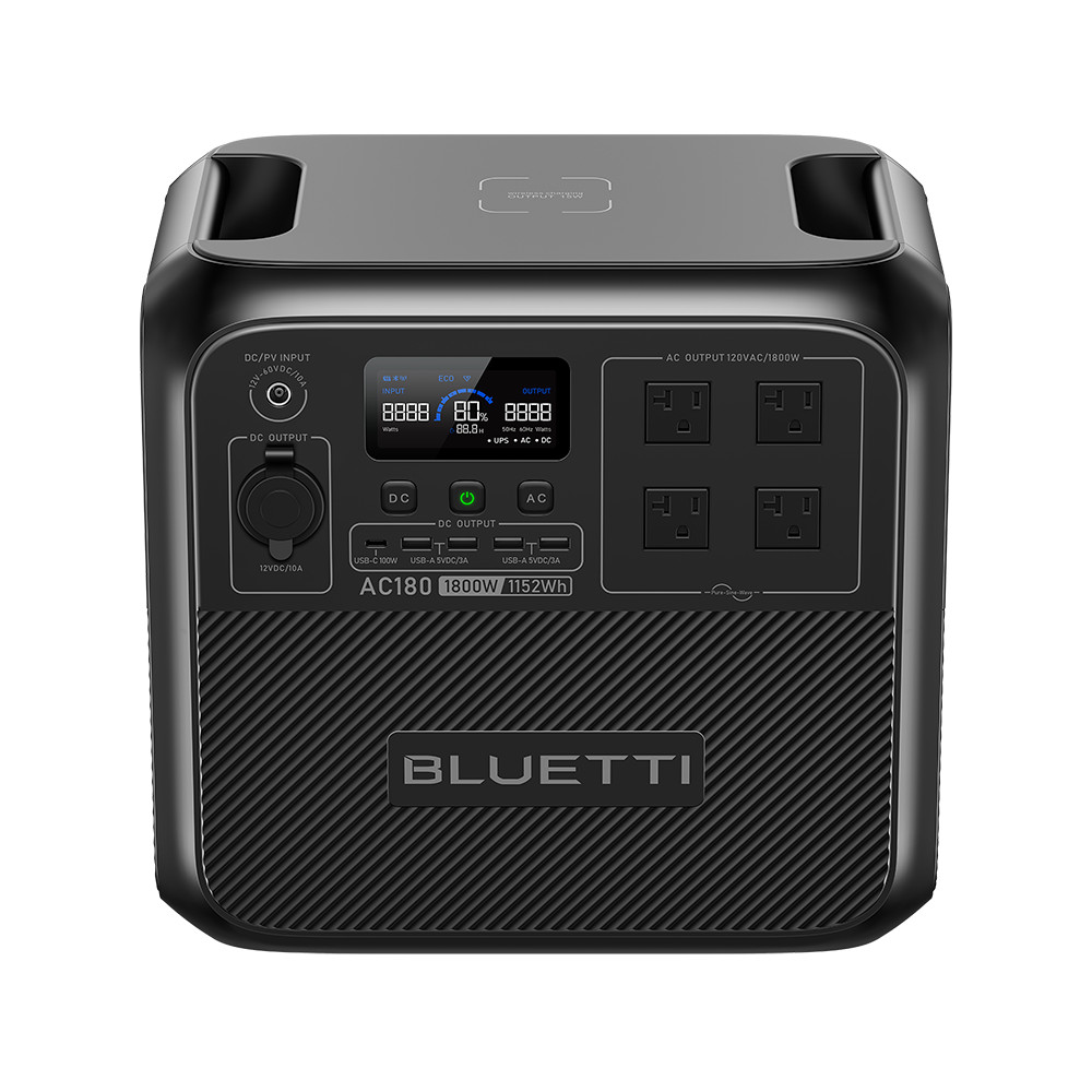 BLUETTI AC180 1800W 1152Wh Power Station Solar Generator For Power Outage/Backup