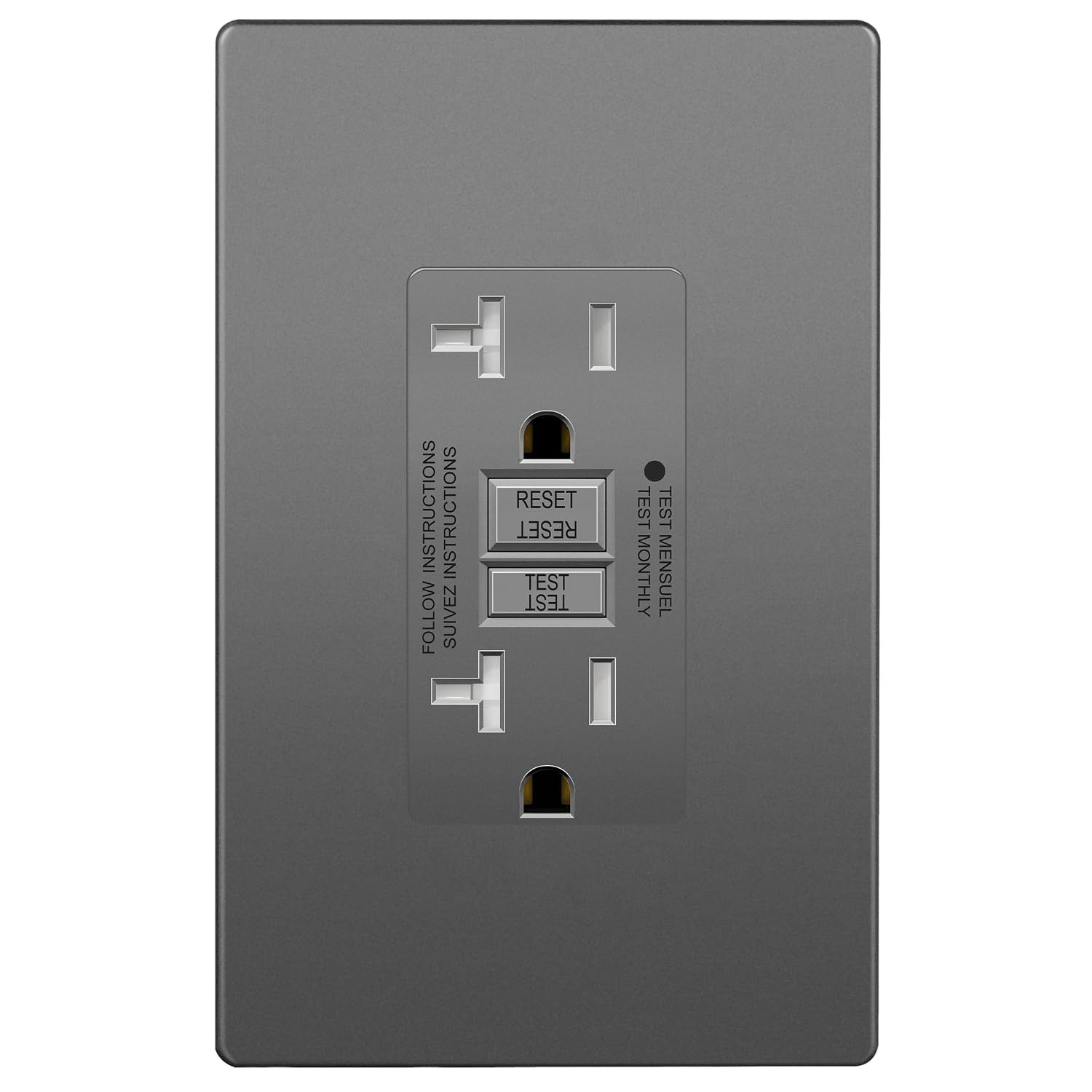 20A GFCI Outlet, Tamper-Resistant Receptacle, Self-Test, LED Indicator, Anti-Int