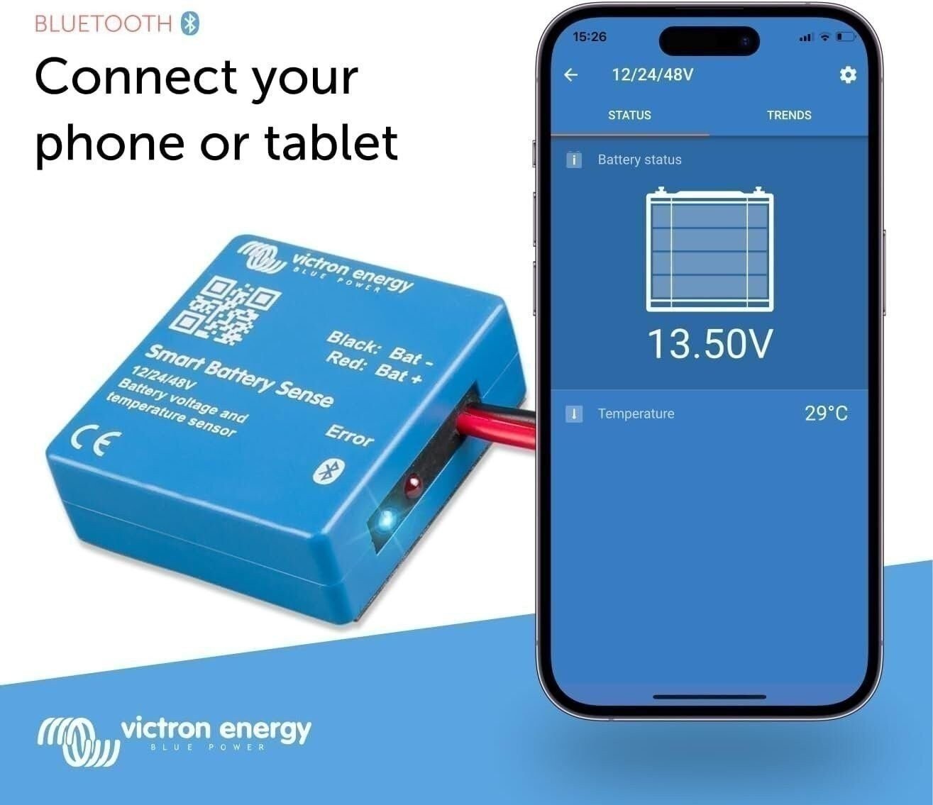 Victron Energy Smart Battery Sense, Voltage and Temperature Sensor, Long…